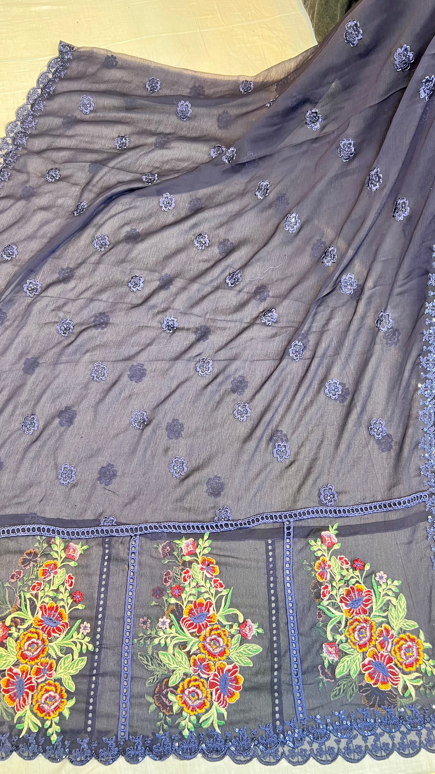 CHIFFON FABRIC 3-PCS Beautiful Heavy Embroided Dress 2026