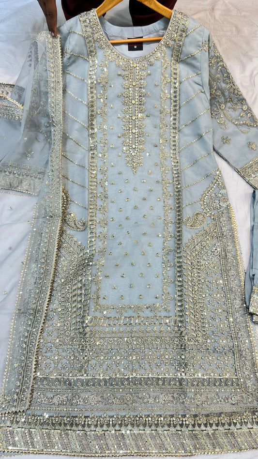 Organza Shirt With Organza Embroided Dupatta