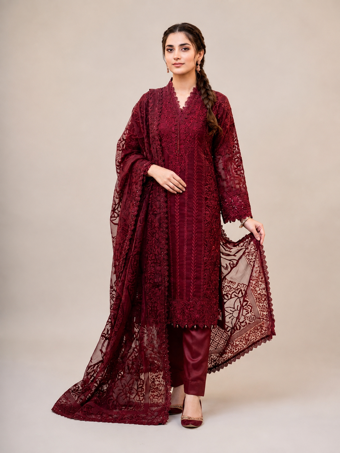 SG2573 Organza Maroon