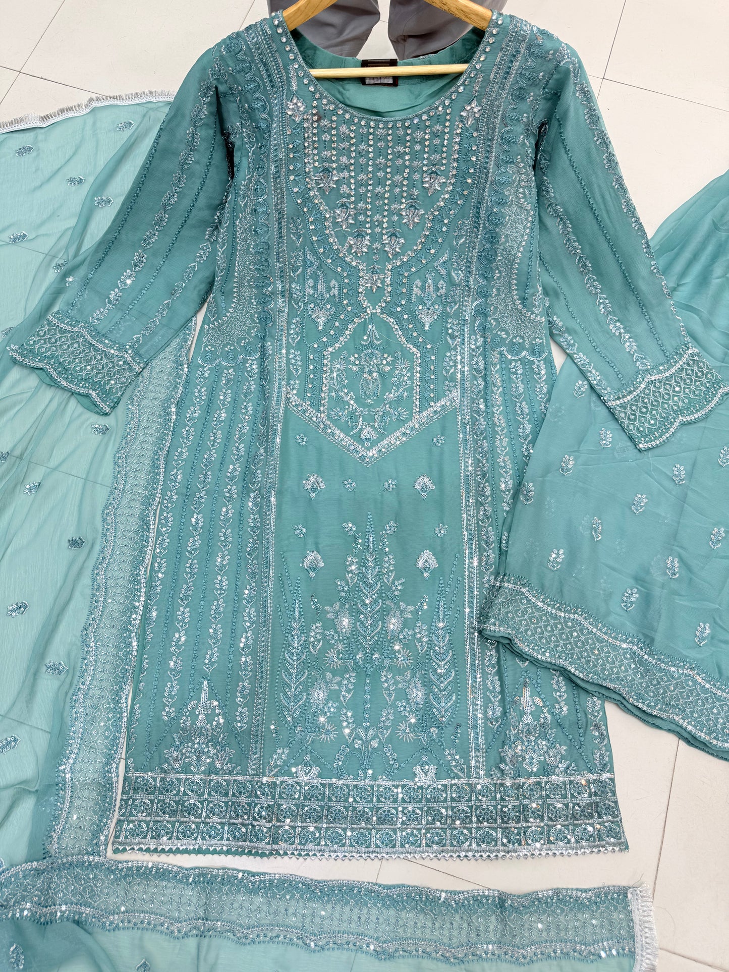 CHIFFON FABRIC 3 piece Mariah B Heavily Embroidered Dress Collection 2025