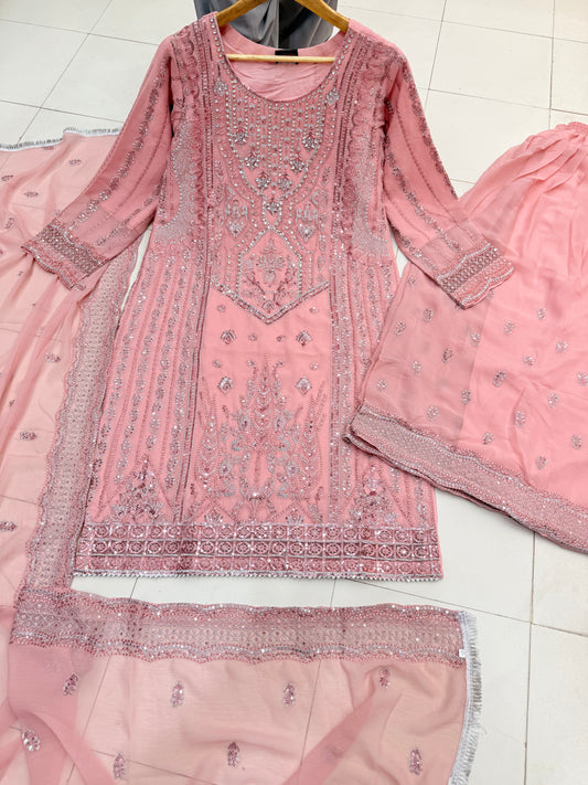 CHIFFON FABRIC 3 piece Mariah B Heavily Embroidered Dress Collection 2025