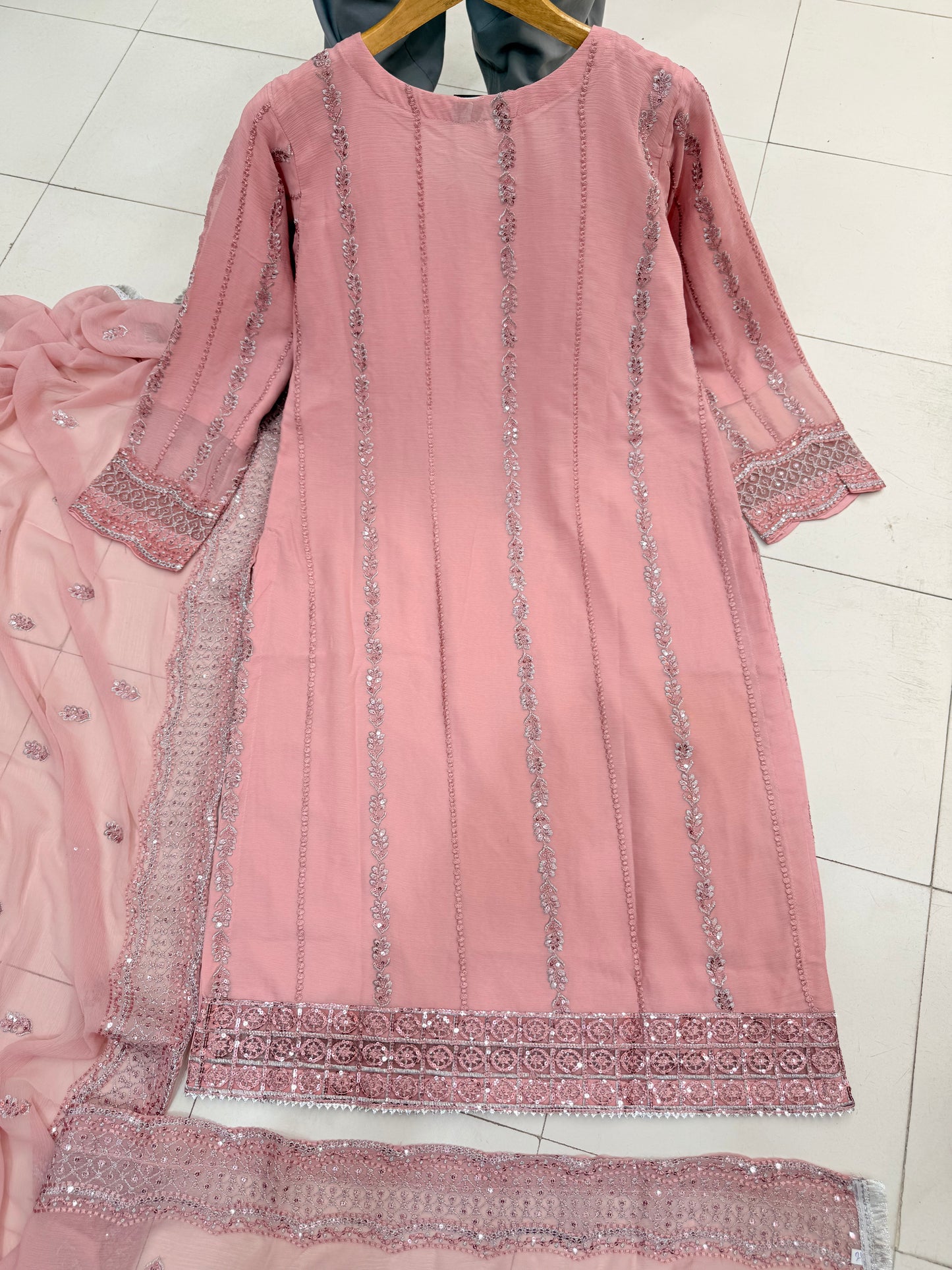 CHIFFON FABRIC 3 piece Mariah B Heavily Embroidered Dress Collection 2025