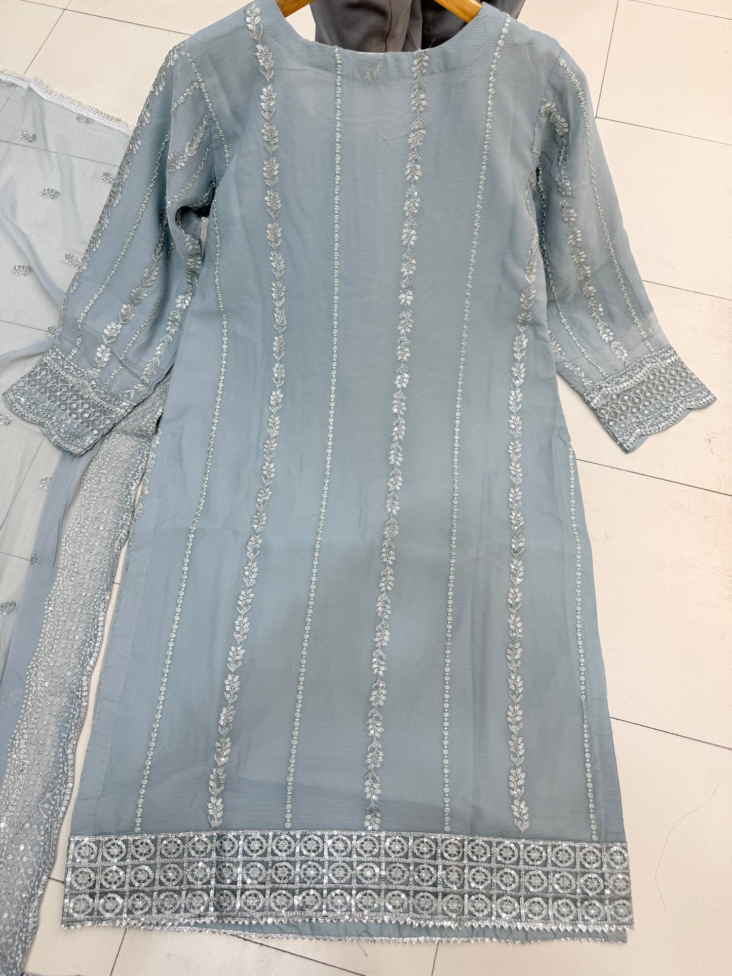 CHIFFON FABRIC 3 piece Mariah B Heavily Embroidered Dress Collection 2025
