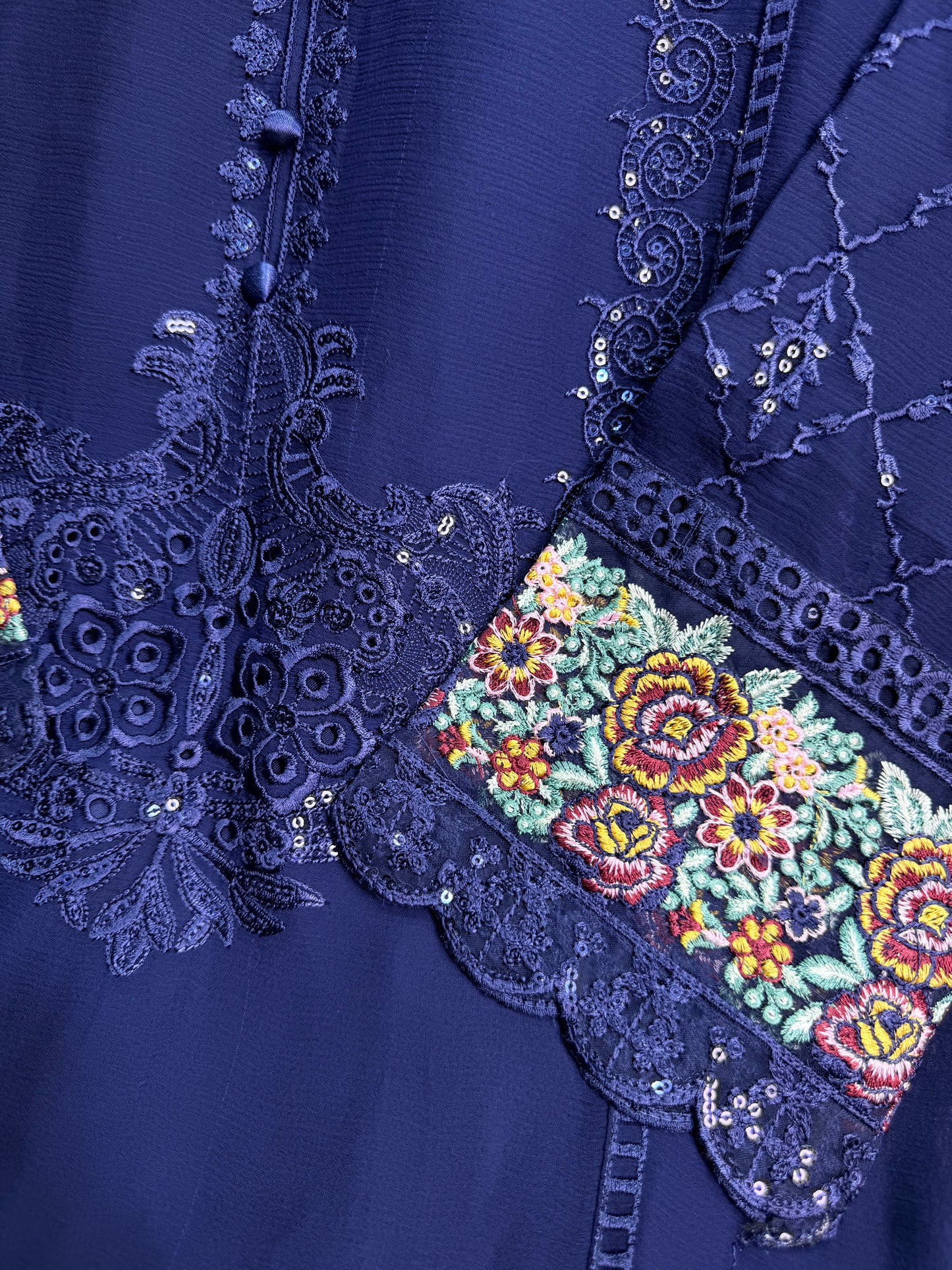 MARIAH B. Chiffon Fabric Long Shirt Heavy Embroidered Dupatta Dress 2025
