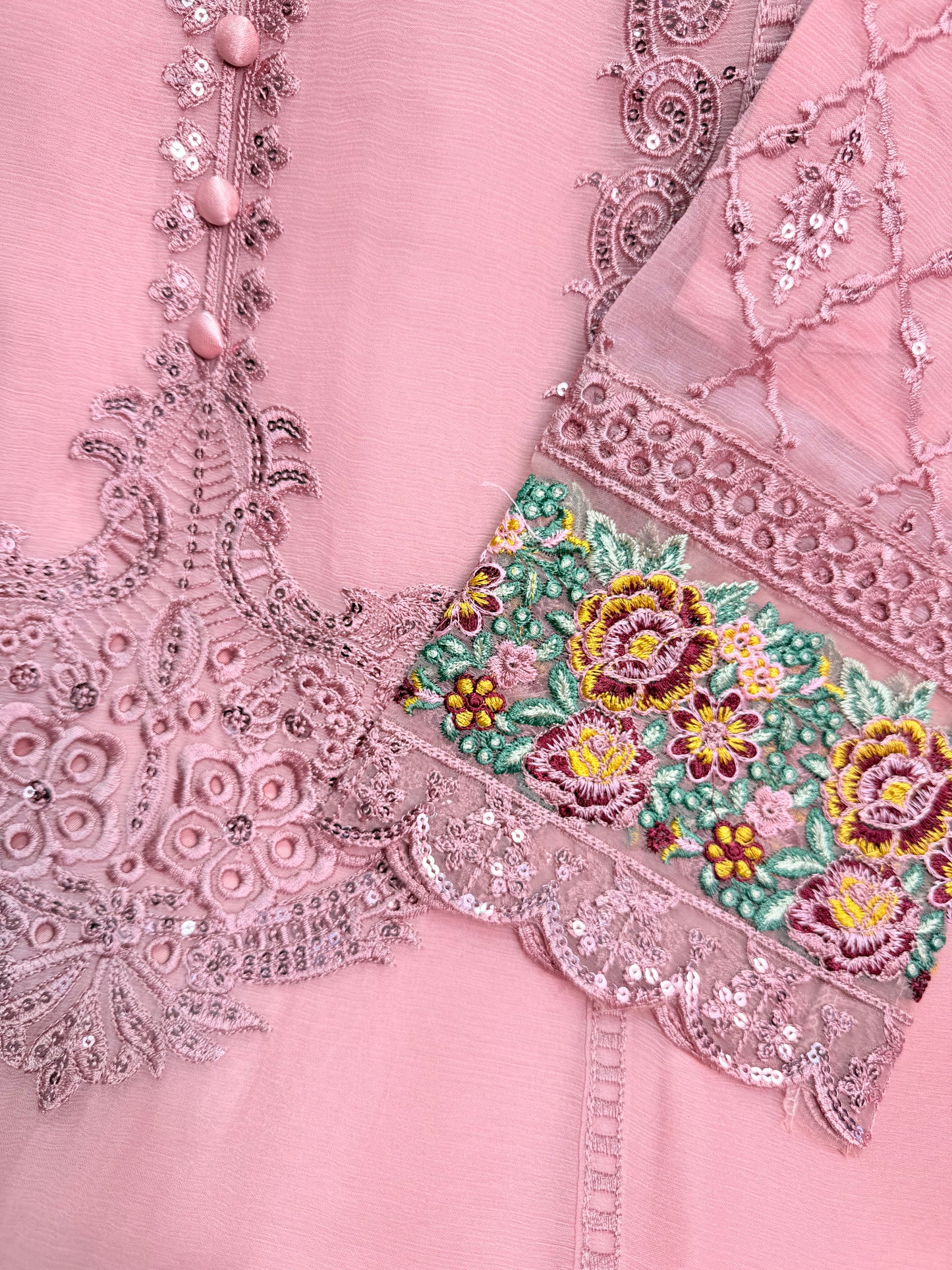 MARIAH B. Chiffon Fabric Long Shirt Heavy Embroidered Dupatta Dress 2025