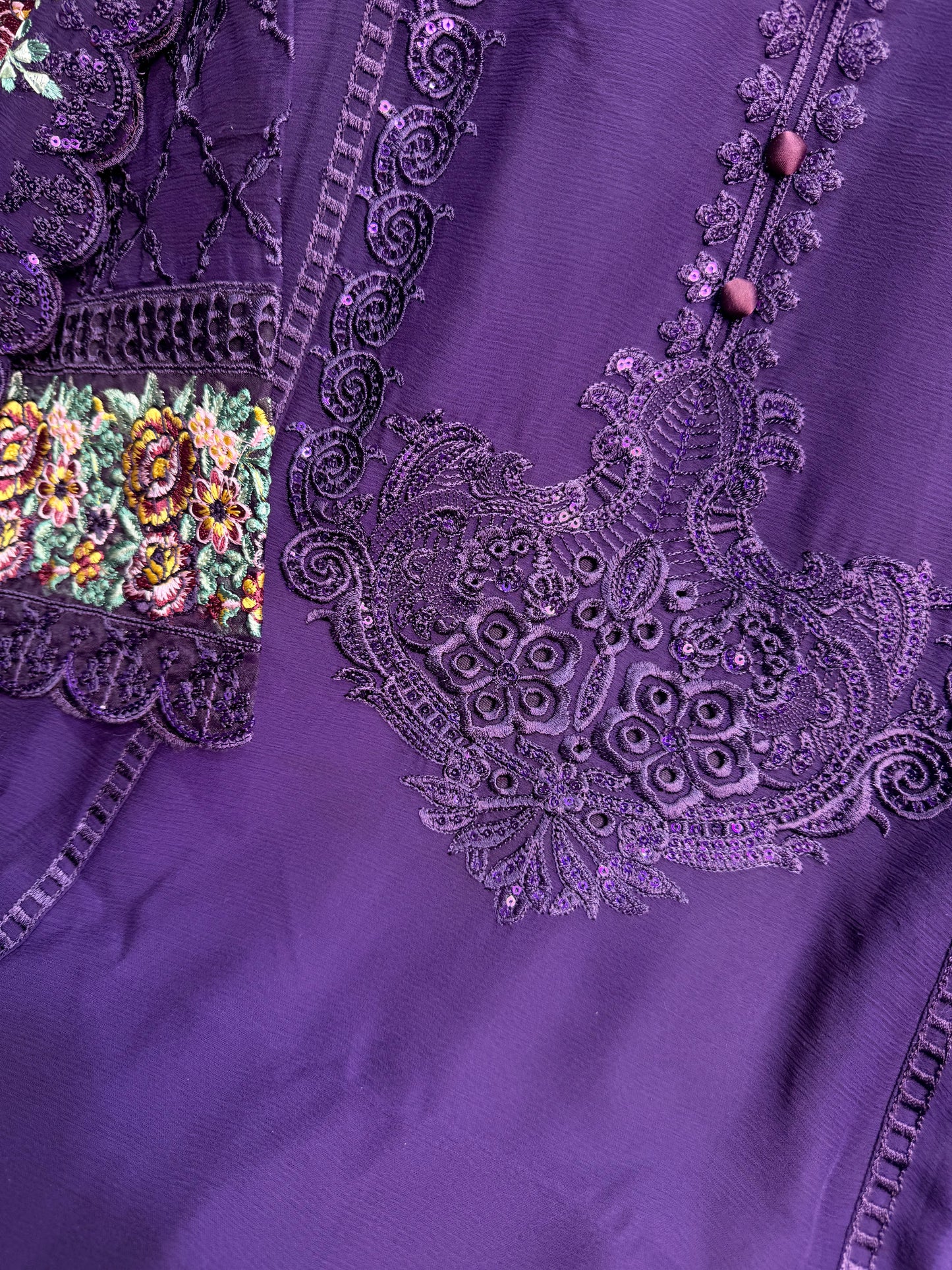 MARIAH B. Chiffon Fabric Long Shirt Heavy Embroidered Dupatta Dress 2025