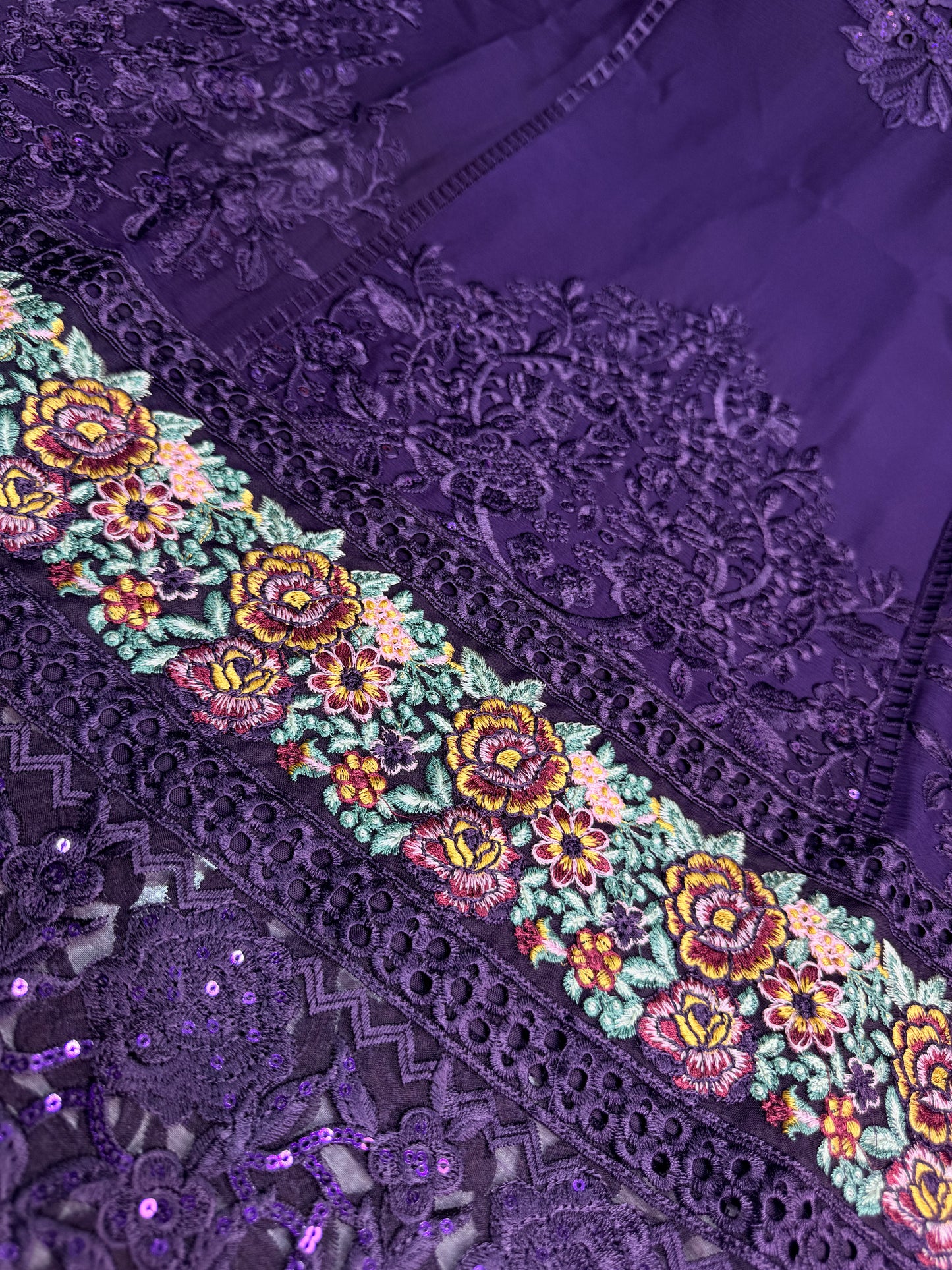 MARIAH B. Chiffon Fabric Long Shirt Heavy Embroidered Dupatta Dress 2025