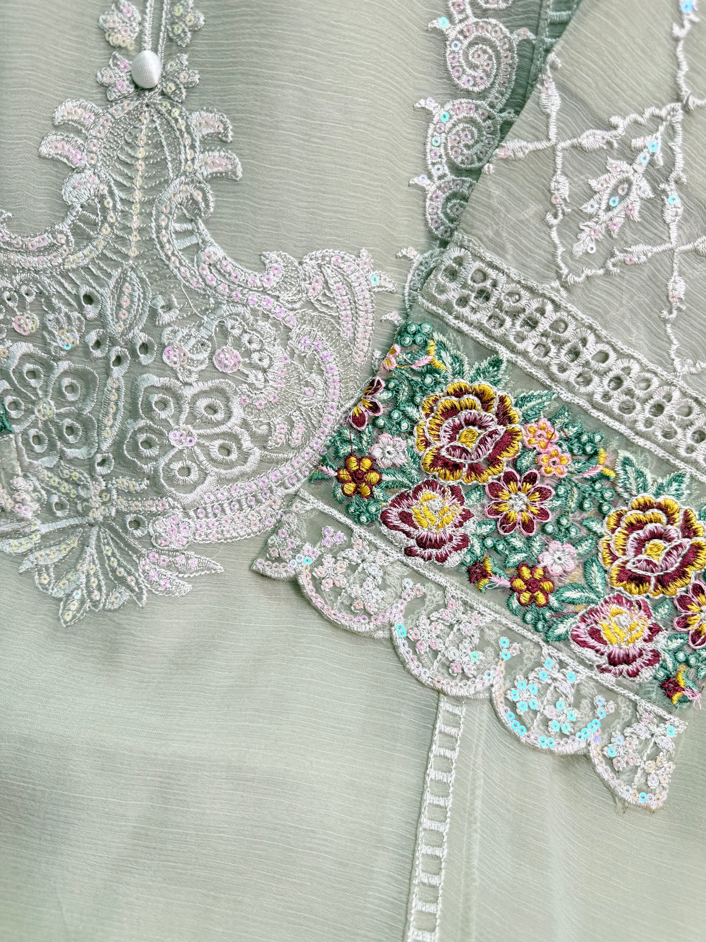 MARIAH B. Chiffon Fabric Long Shirt Heavy Embroidered Dupatta Dress 2025