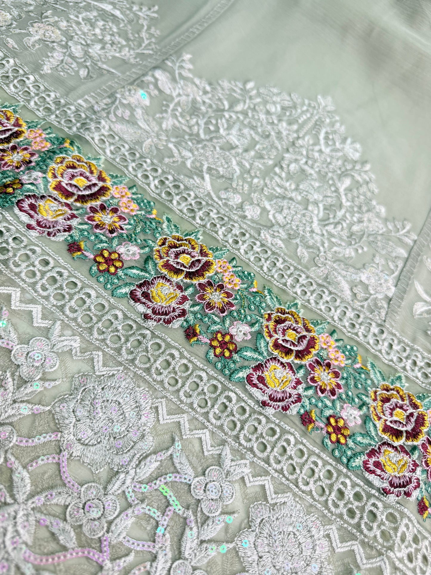 MARIAH B. Chiffon Fabric Long Shirt Heavy Embroidered Dupatta Dress 2025