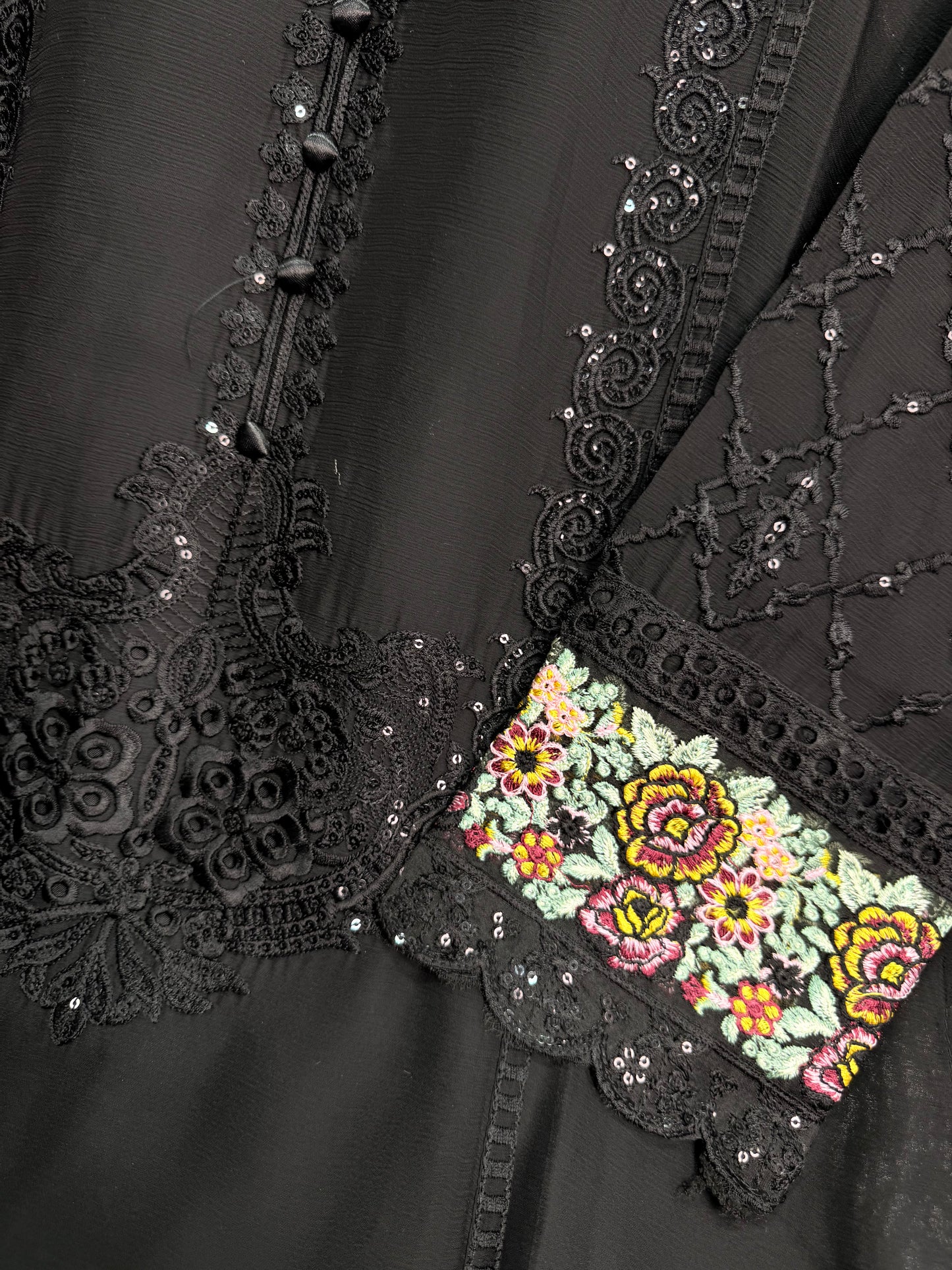MARIAH B. Chiffon Fabric Long Shirt Heavy Embroidered Dupatta Dress 2025