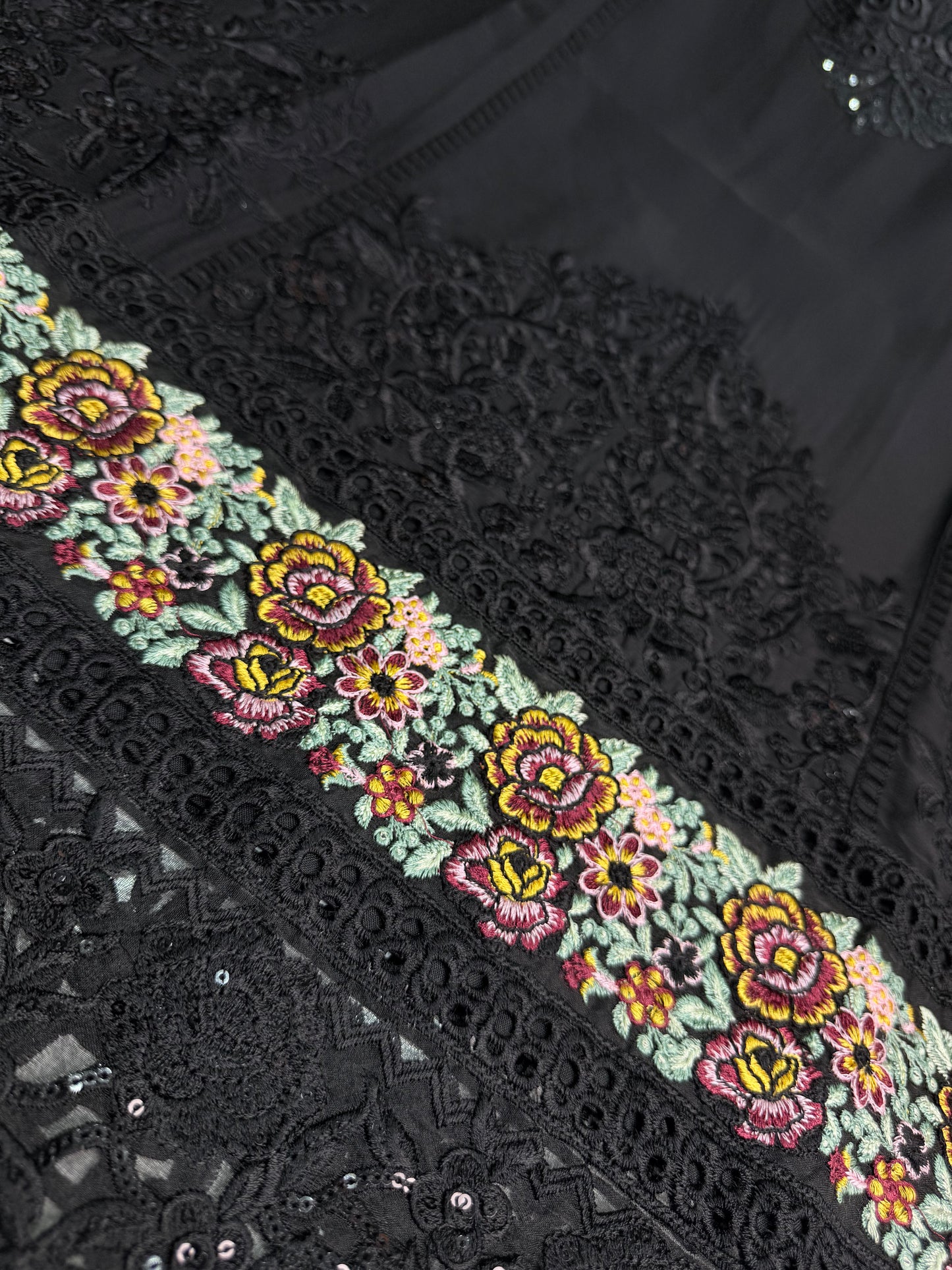 MARIAH B. Chiffon Fabric Long Shirt Heavy Embroidered Dupatta Dress 2025