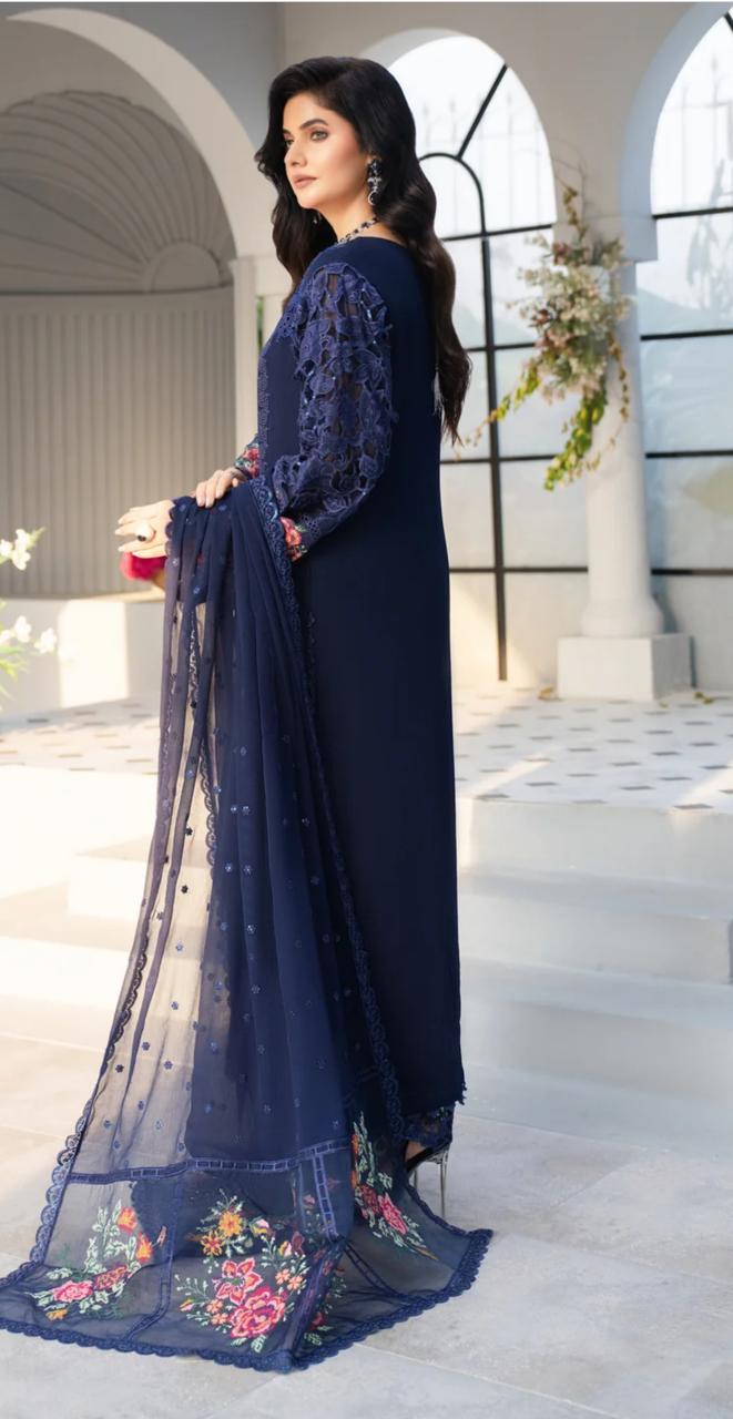 MARIAH B. Chiffon Fabric Long Shirt Heavy Embroidered Dupatta Dress 2025