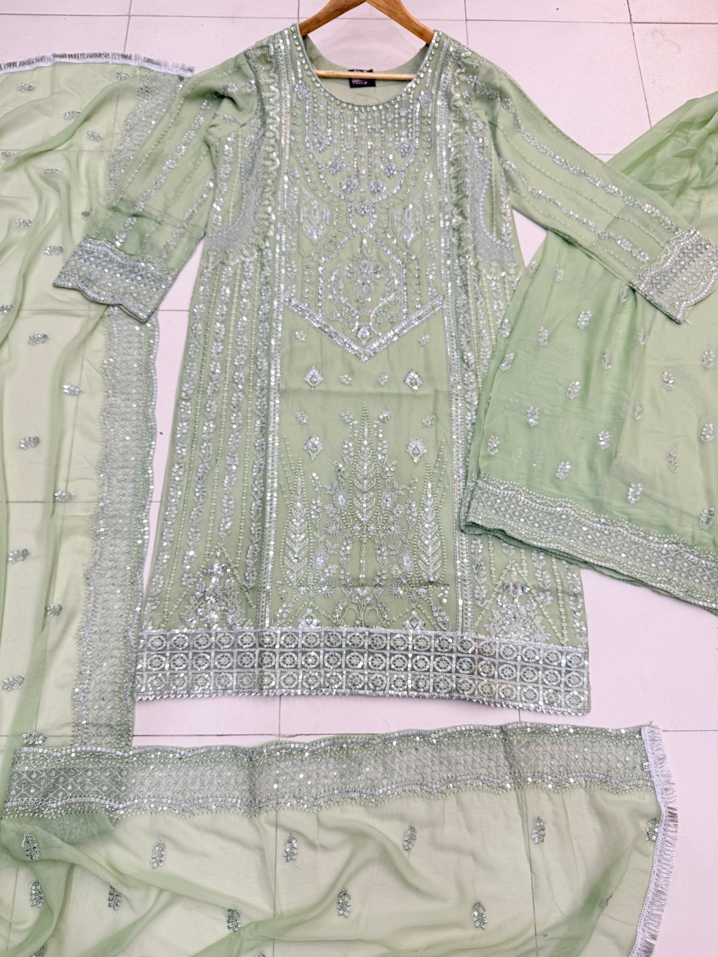 CHIFFON FABRIC 3 piece Mariah B Heavily Embroidered Dress Collection 2025