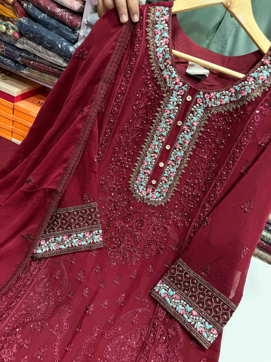 CHIFFON FABRIC Embroidered Shirt With Embroidered Dupatta Collection 2025