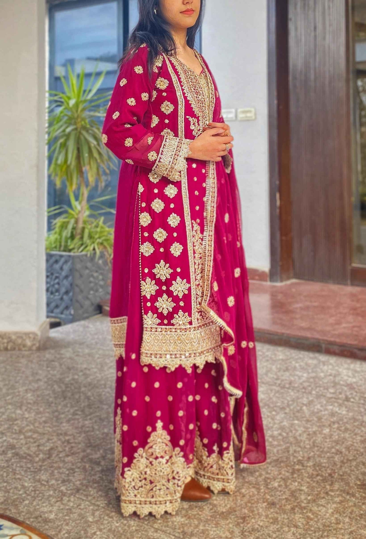 Chiffon Plazo Style Wedding Wear