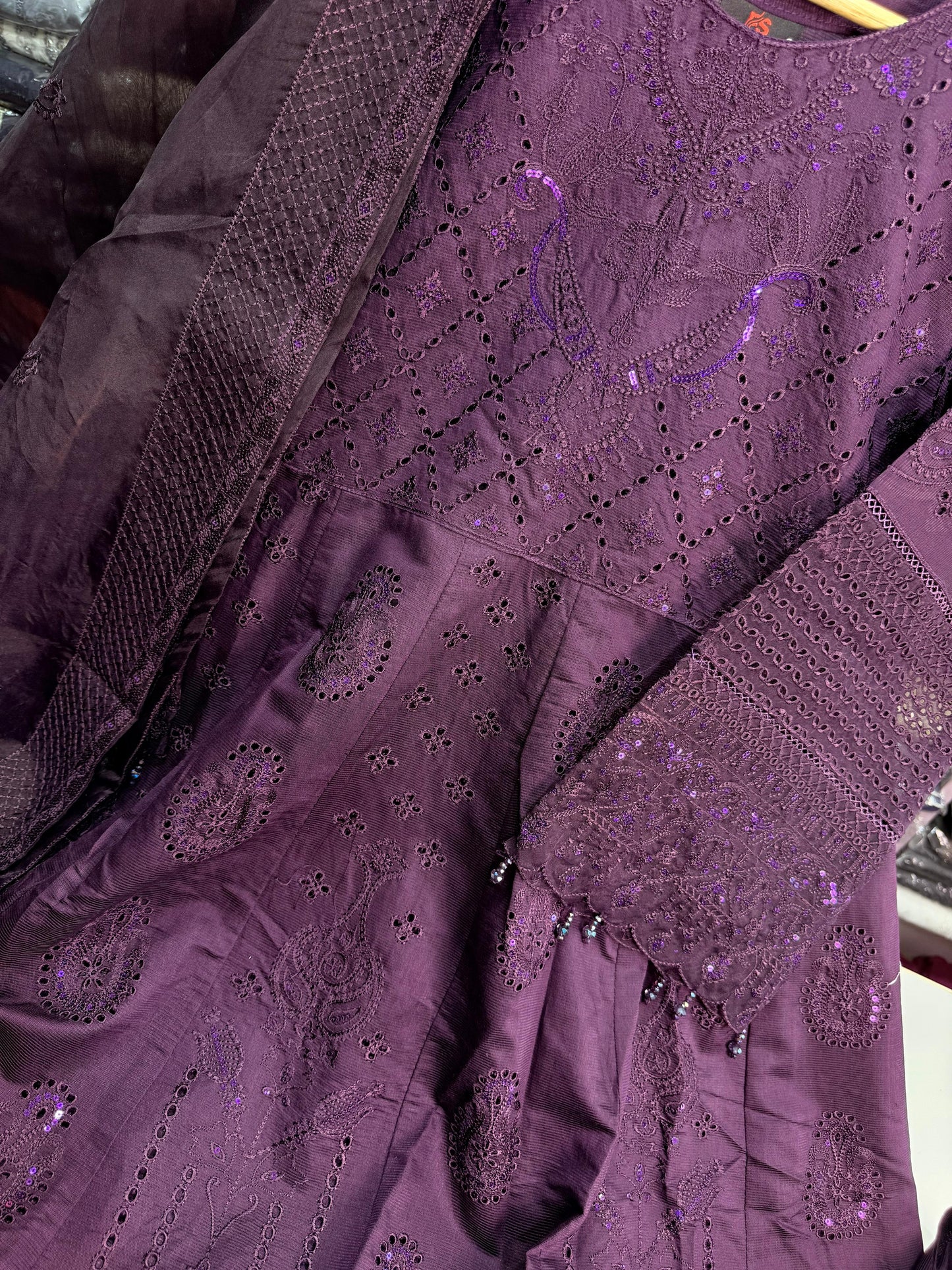 KHADDI COTTON FABRIC Long Frock With Heavy Embroidered Organza Fabric Dupatta Collection 2025