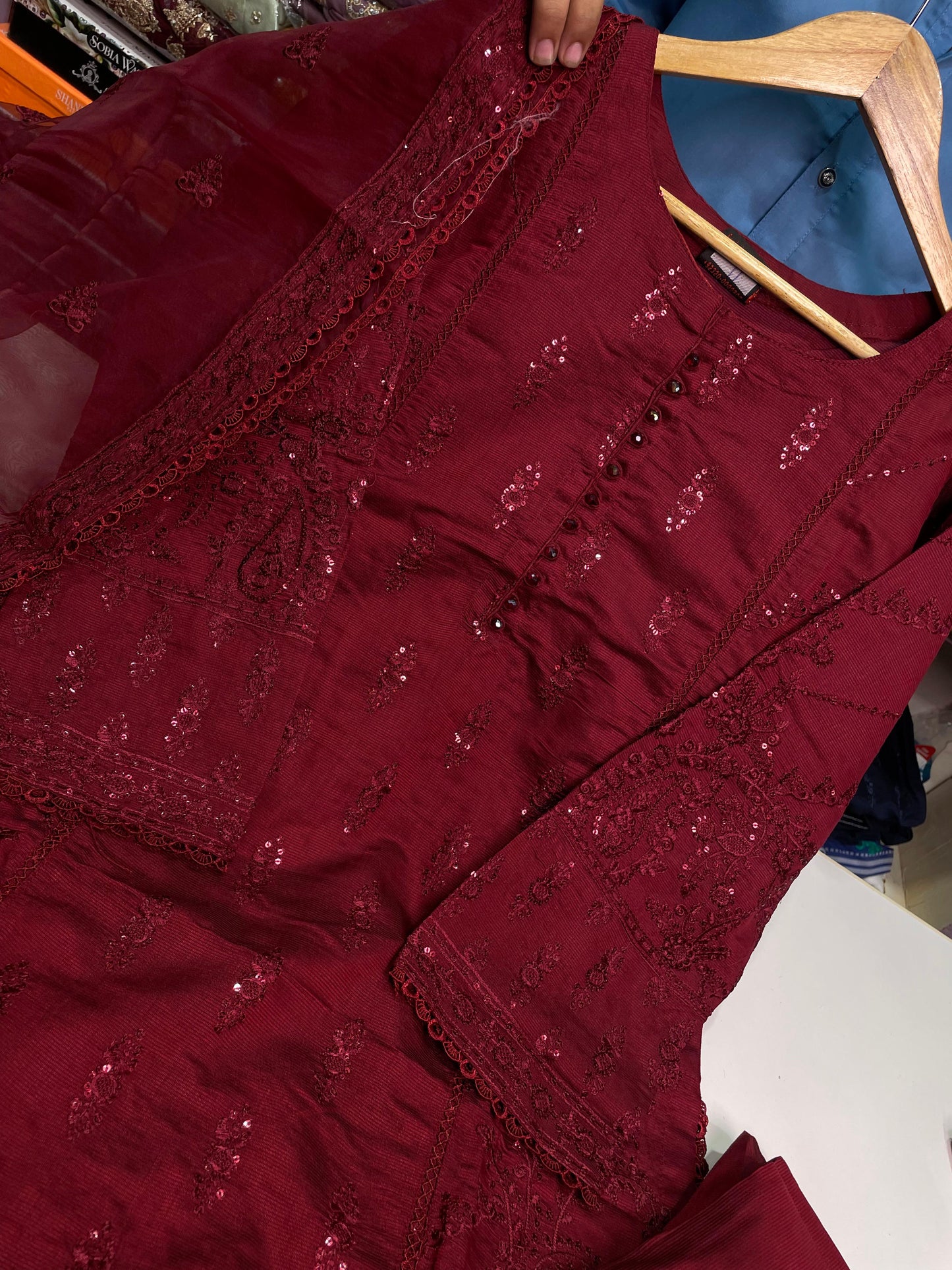 KHADDI COTTON Casual Wear Chicken kari Work On Dress