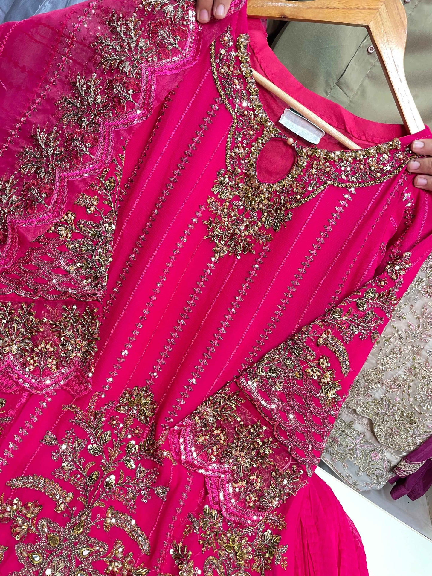 CHIFFON FABRIC 3-Piece Embroided Wedding Dress