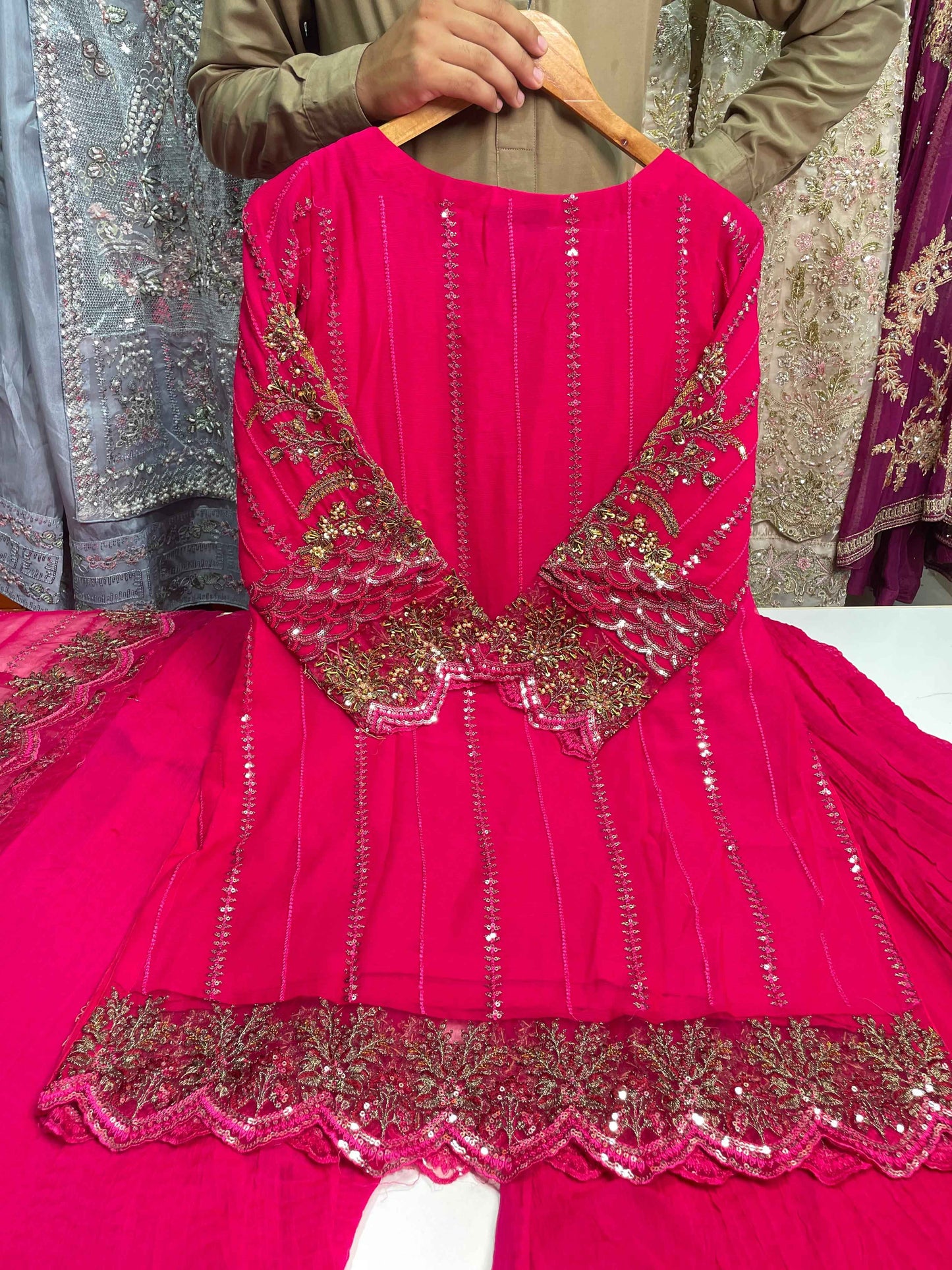 CHIFFON FABRIC 3-Piece Embroided Wedding Dress