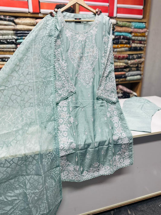 Viscose Beautiful Casual Wear 3 Piece Pista