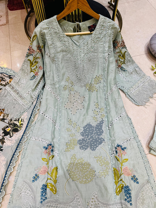 SG1478 Chikan kari Viscose Sage Green
