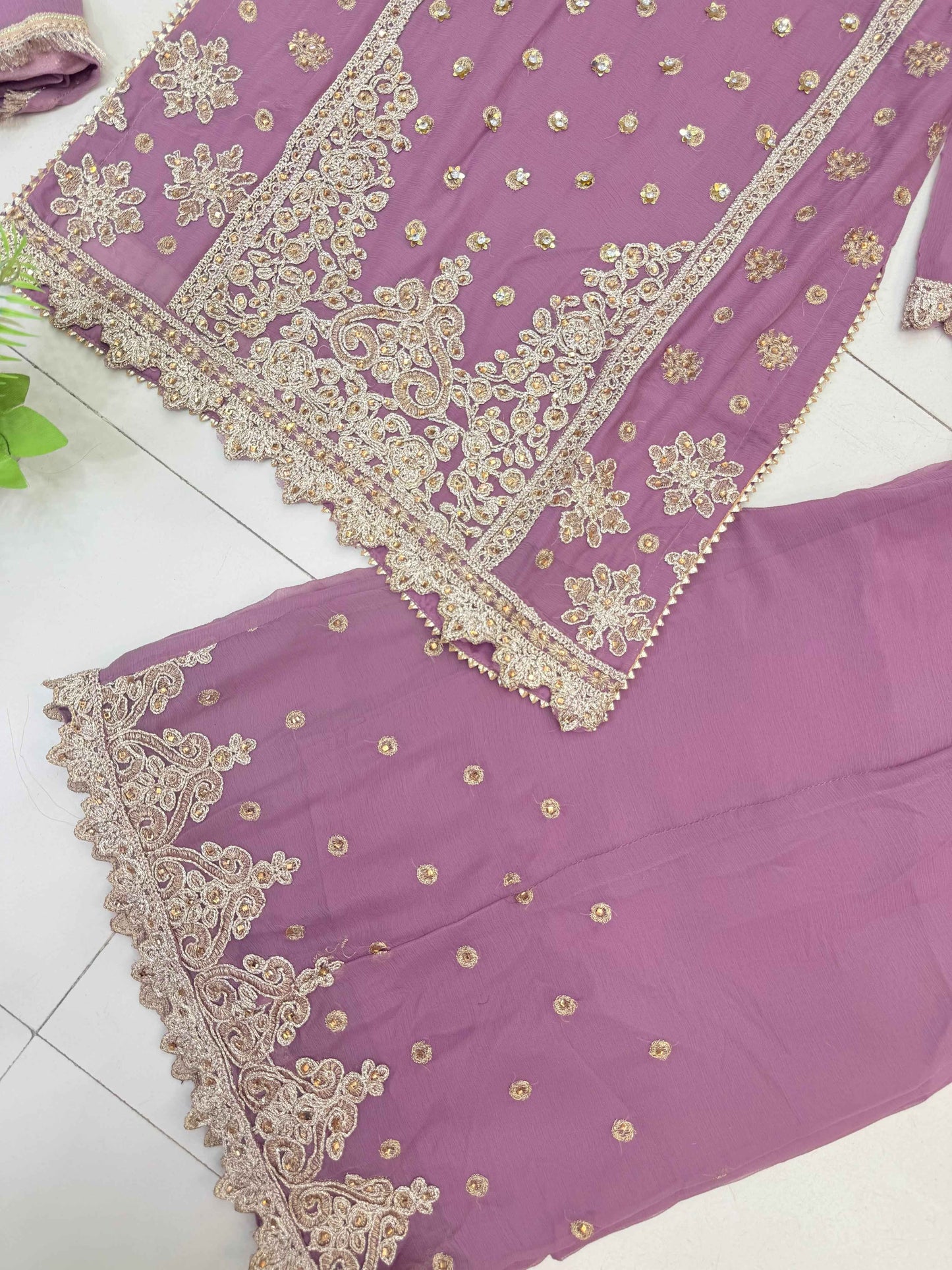 CHIFFON FABRIC Heavily Embroided Kids Dress With Handmade Plazo 2025