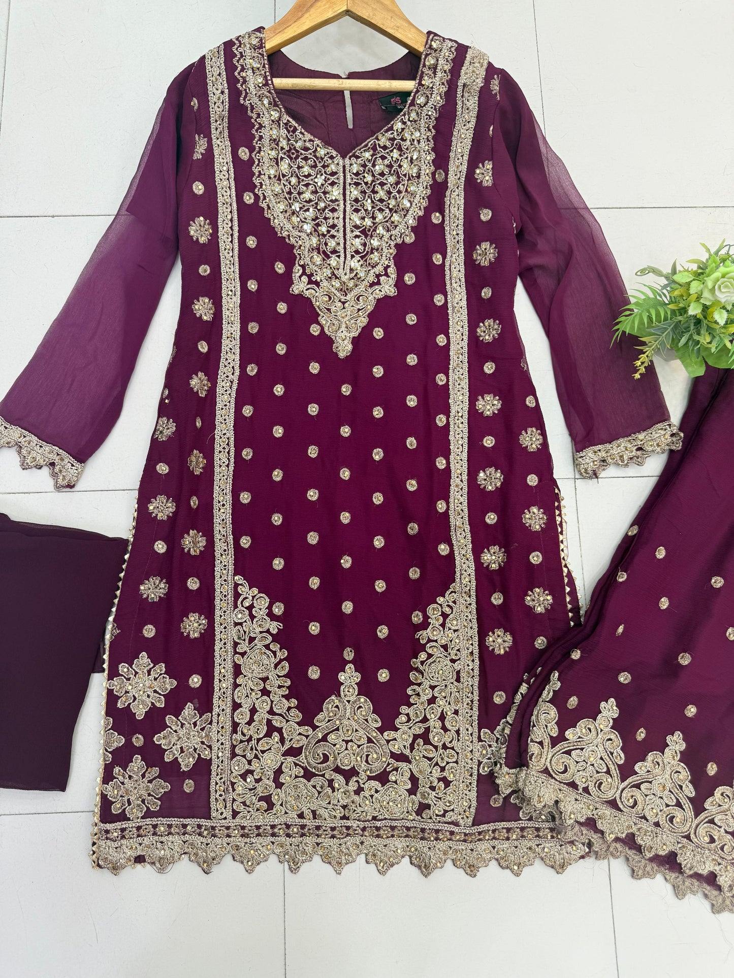 CHIFFON FABRIC Heavily Embroided Kids Dress With Handmade Plazo 2025