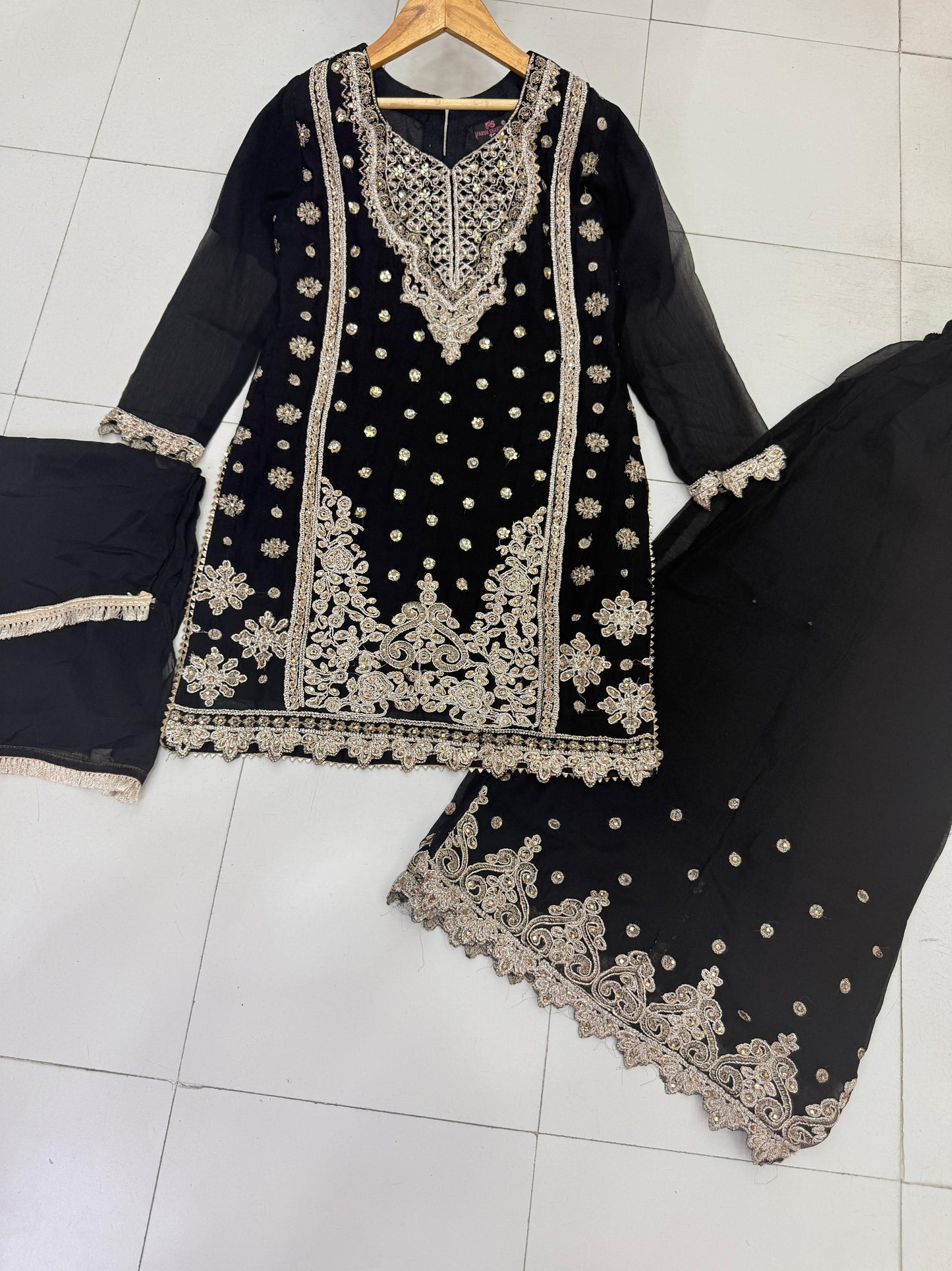 CHIFFON FABRIC Heavily Embroided Kids Dress With Handmade Plazo 2025