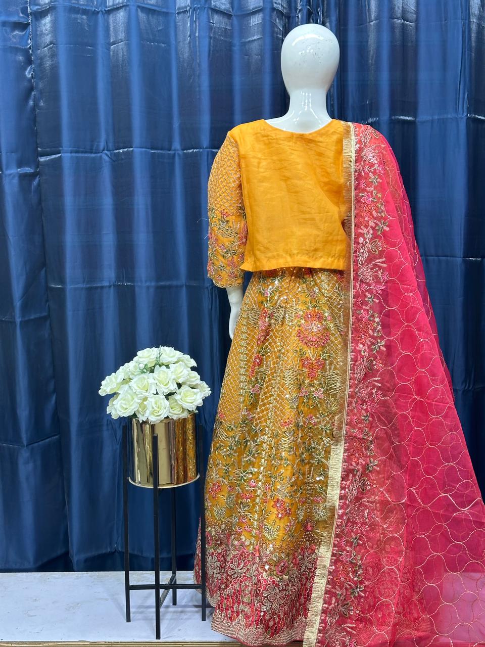 Zewar-e-Ishq FG 152 Yellow Mehndi Lehnga