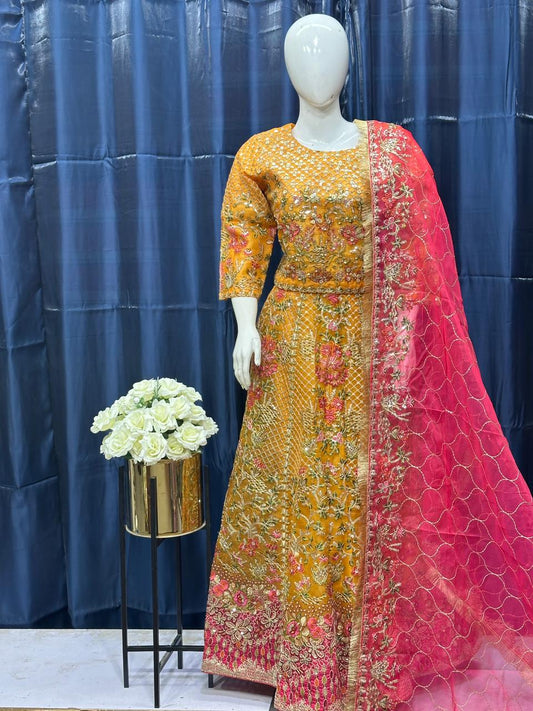 Zewar-e-Ishq FG 152 Yellow Mehndi Lehnga
