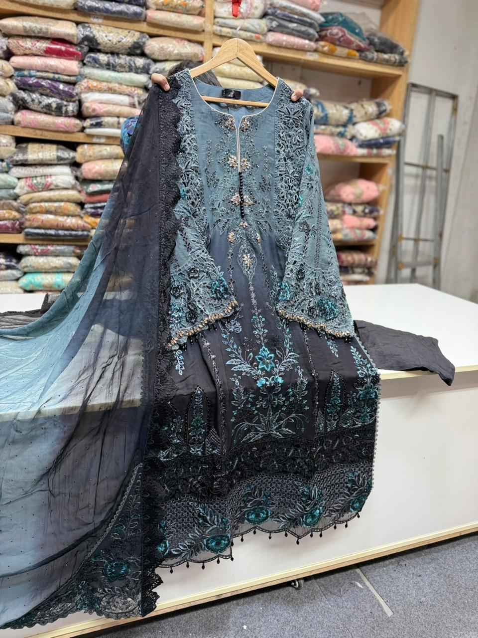 Maria B Chiffon Embroidered 3PC Suit