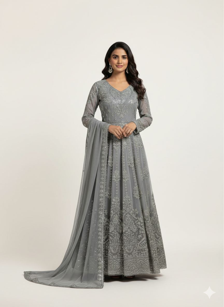 SG1497 Frock Chiffon Gray