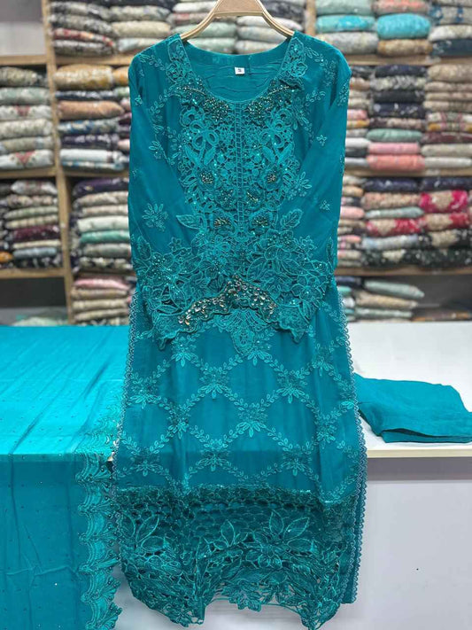 Maria B Inspired Chiffon Dress – 3PC Ready to Wear