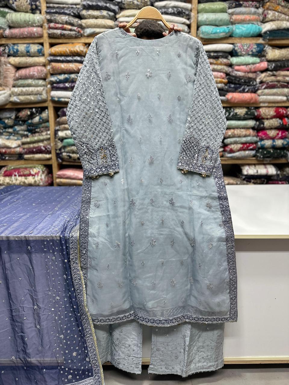 Luxury Embroidered Chiffon 3PC Suit