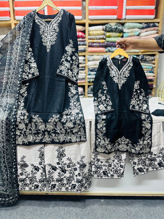 SG 2153 Black Viscose Mother Daughter