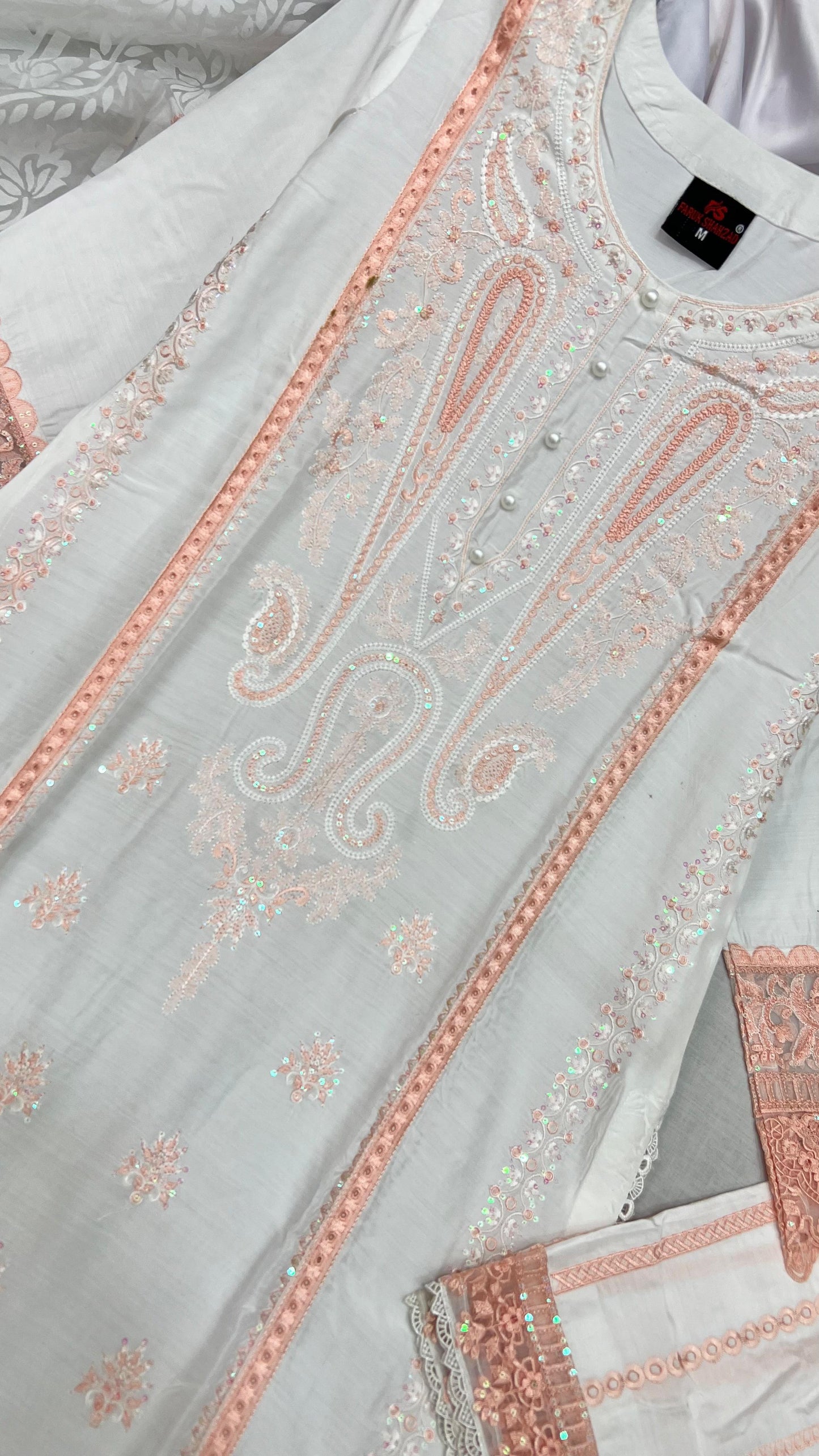 Heavy Embroidered Suit | Embroidered Shirt & Palazzo with Digital Print Dupatta and Cutwork Border