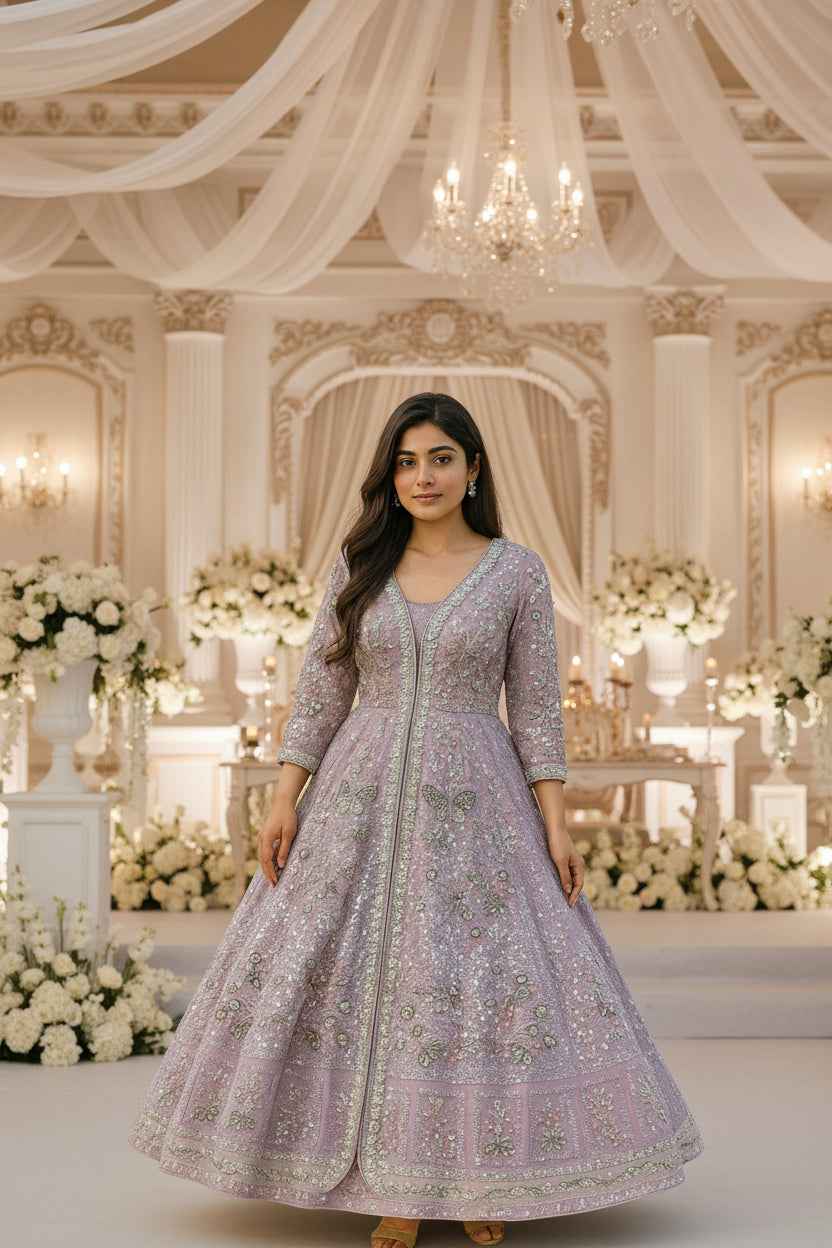 Heavy Wedding Maxi | Open Gown Style with Handmade Work