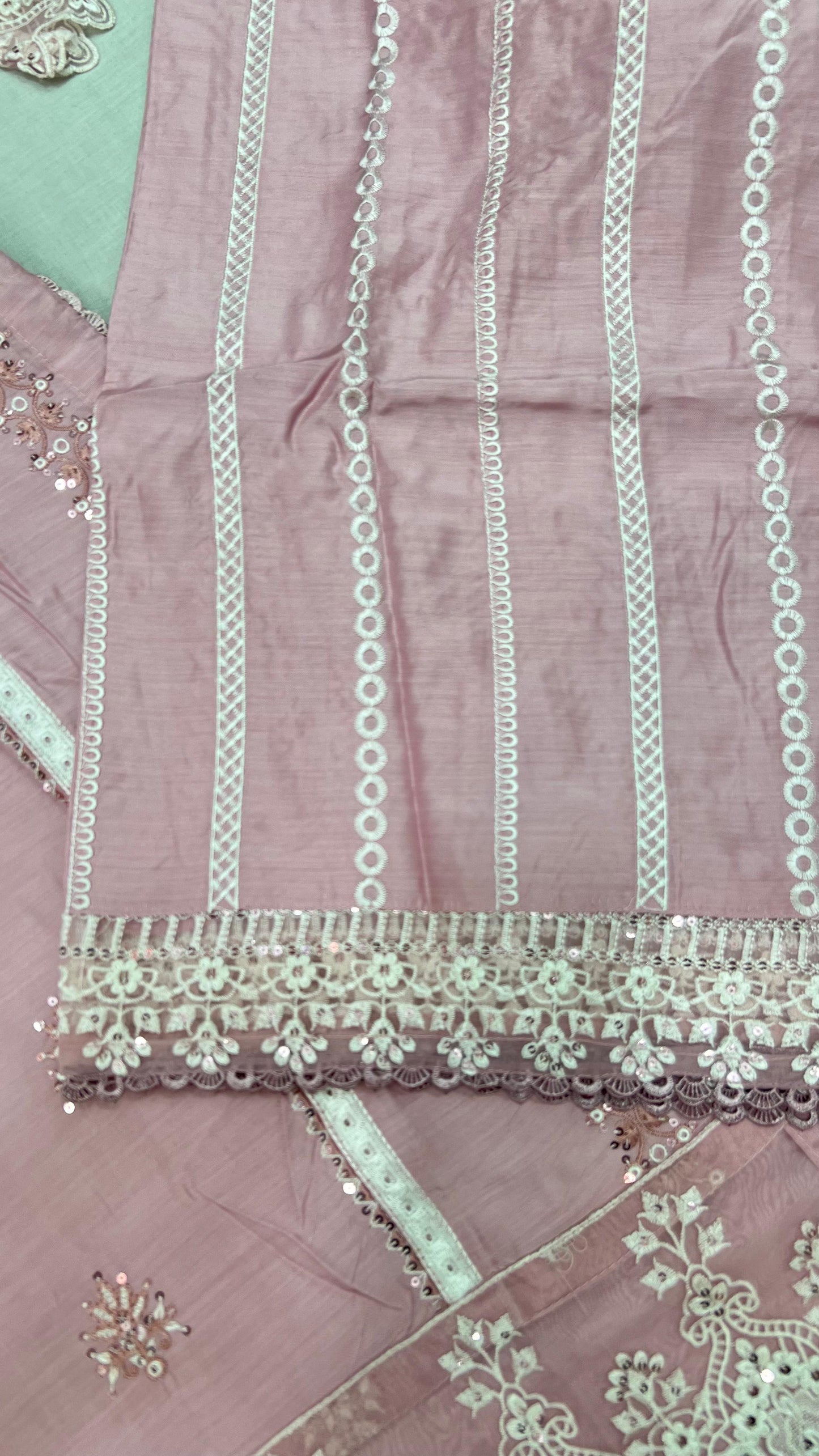 Heavy Embroidered Suit | Embroidered Shirt & Palazzo with Digital Print Dupatta and Cutwork Border