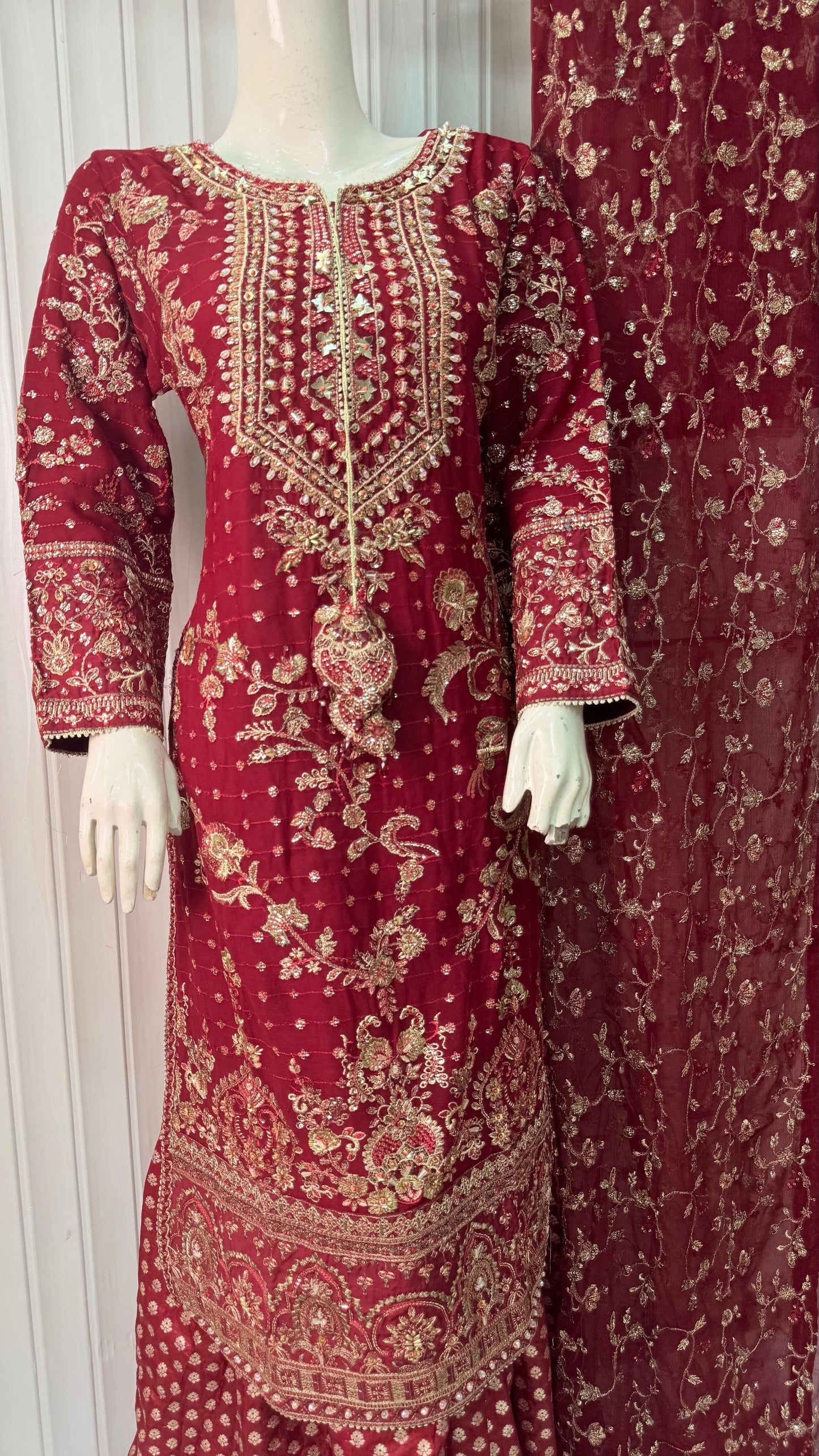 CHIFFON FABRIC 3-PCS Heavy Embroided Dress With Dupatta