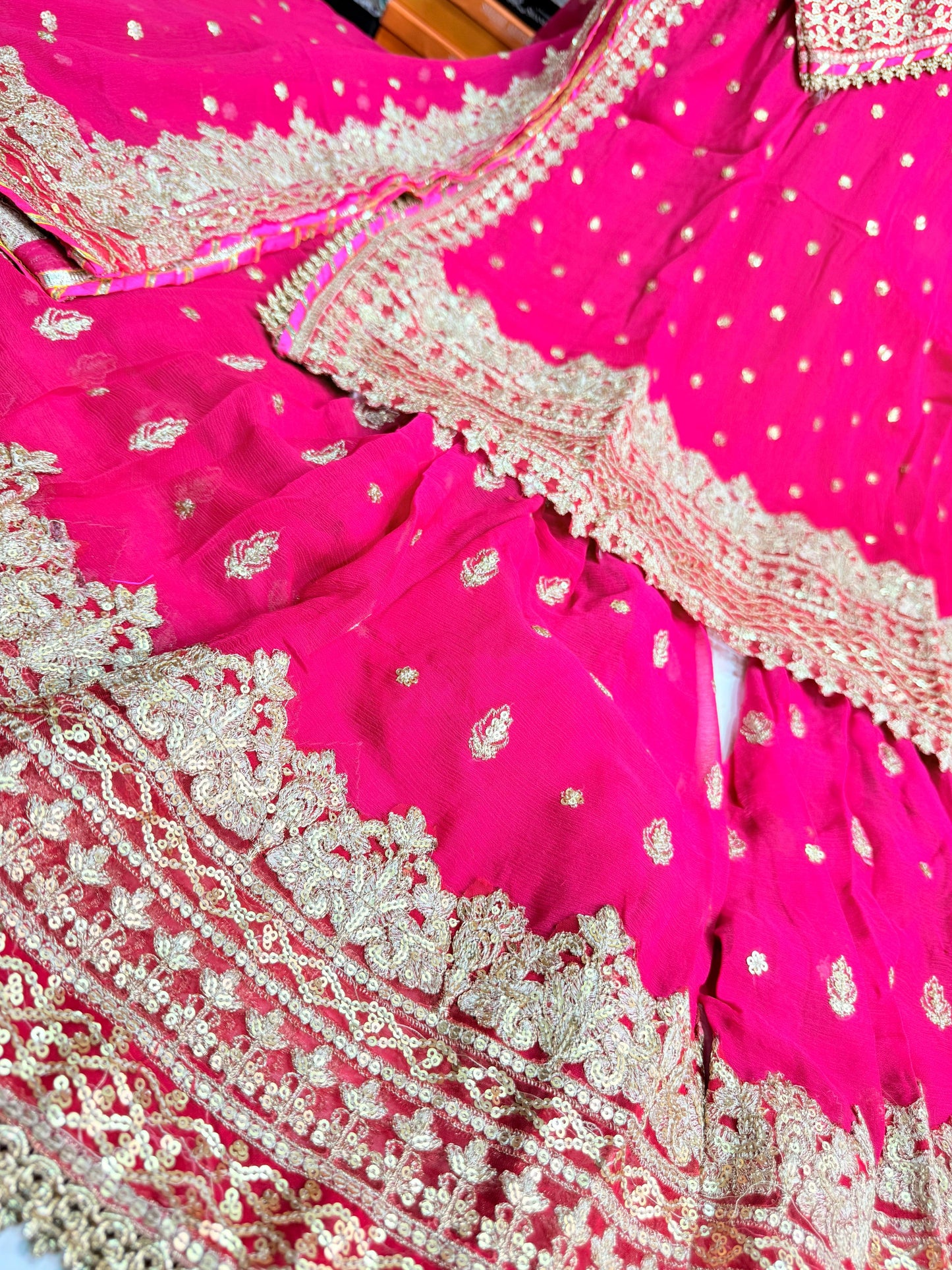CHIFFON FABRIC 3-piece Long Embroidered Shirt With Ghrara