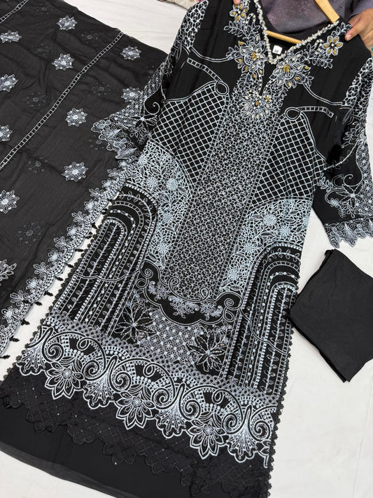 CHIFFON FABRIC Embroided Beautiful Dress With Embroided Dupatta