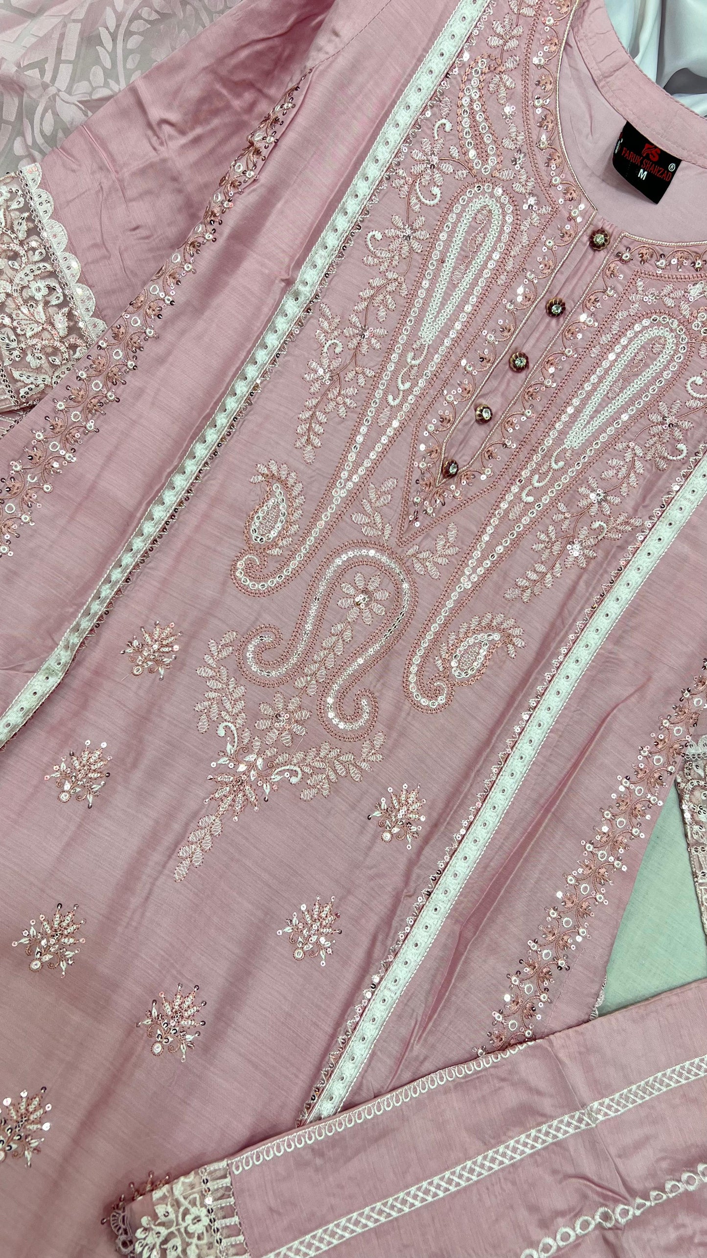 Heavy Embroidered Suit | Embroidered Shirt & Palazzo with Digital Print Dupatta and Cutwork Border