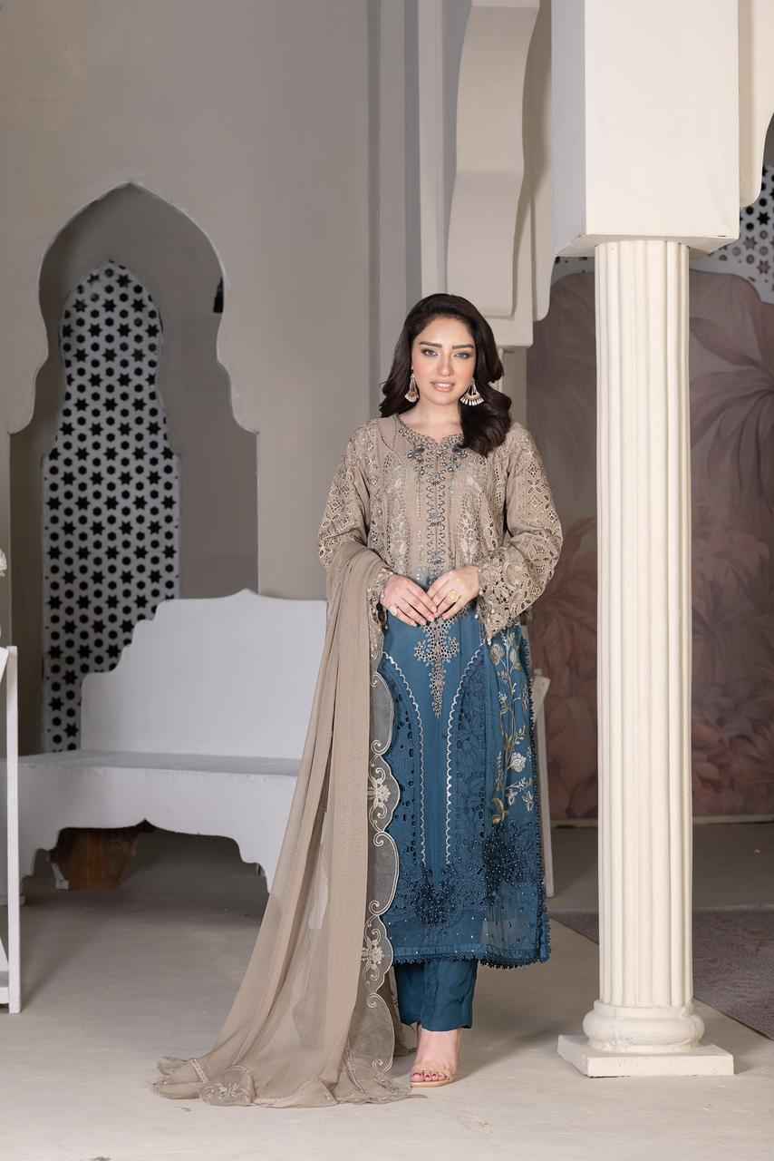 Maria B Hit Code | Chiffon Stuff Embroidered Dress 2025