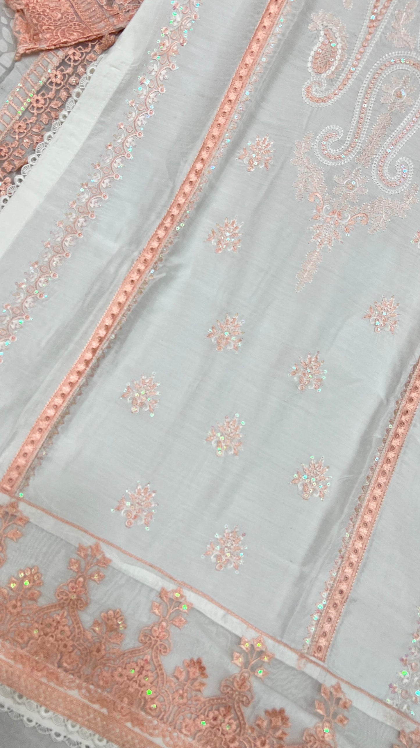 Heavy Embroidered Suit | Embroidered Shirt & Palazzo with Digital Print Dupatta and Cutwork Border