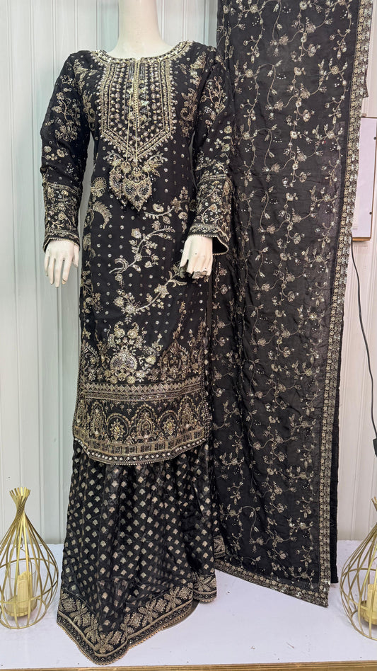 CHIFFON FABRIC 3-PCS Heavy Embroided Dress With Dupatta