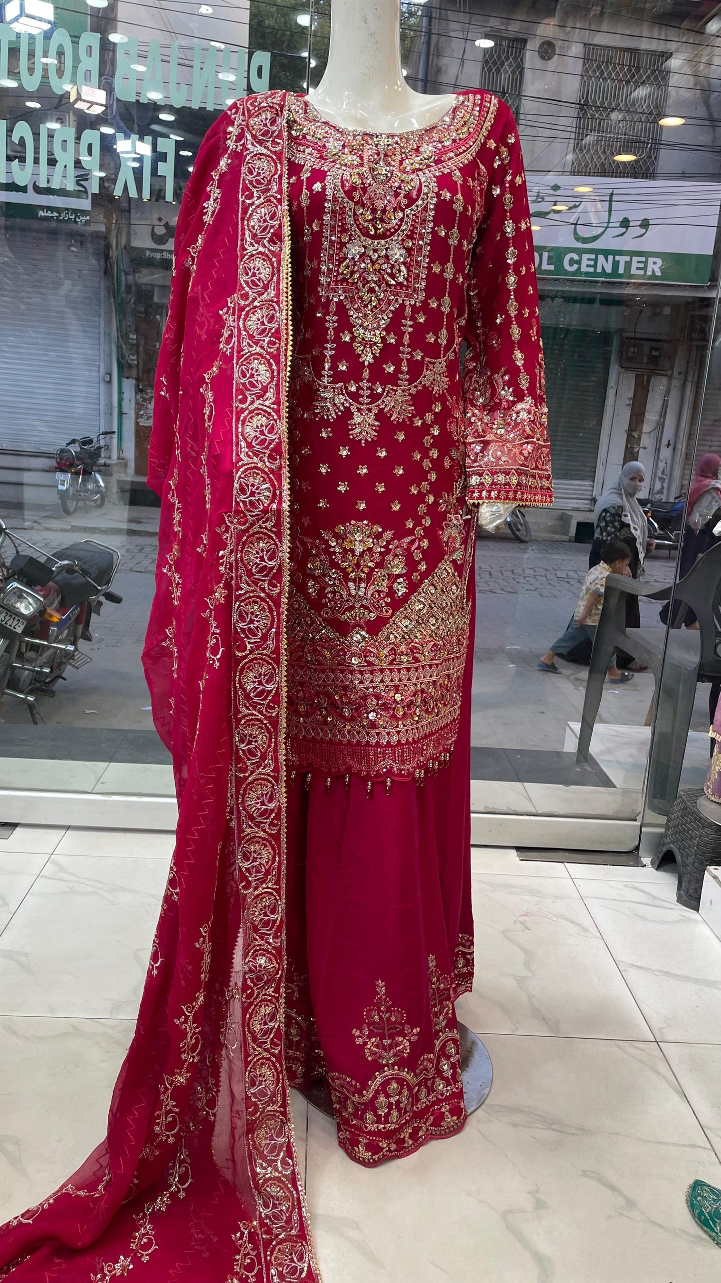Wedding Dress | Long Shirt with Plazo | Chiffon Dupatta | All Sizes Available