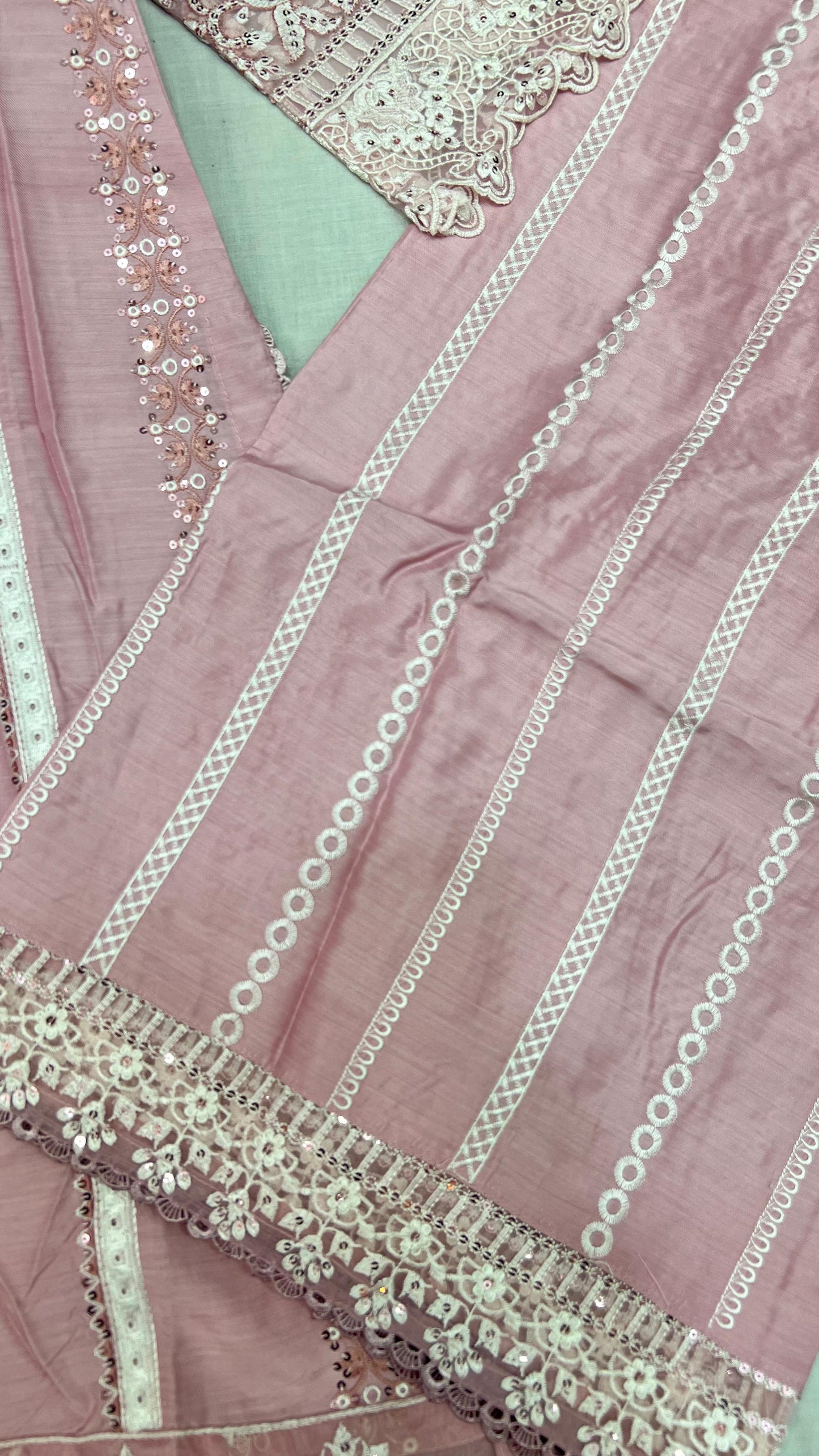 Heavy Embroidered Suit | Embroidered Shirt & Palazzo with Digital Print Dupatta and Cutwork Border