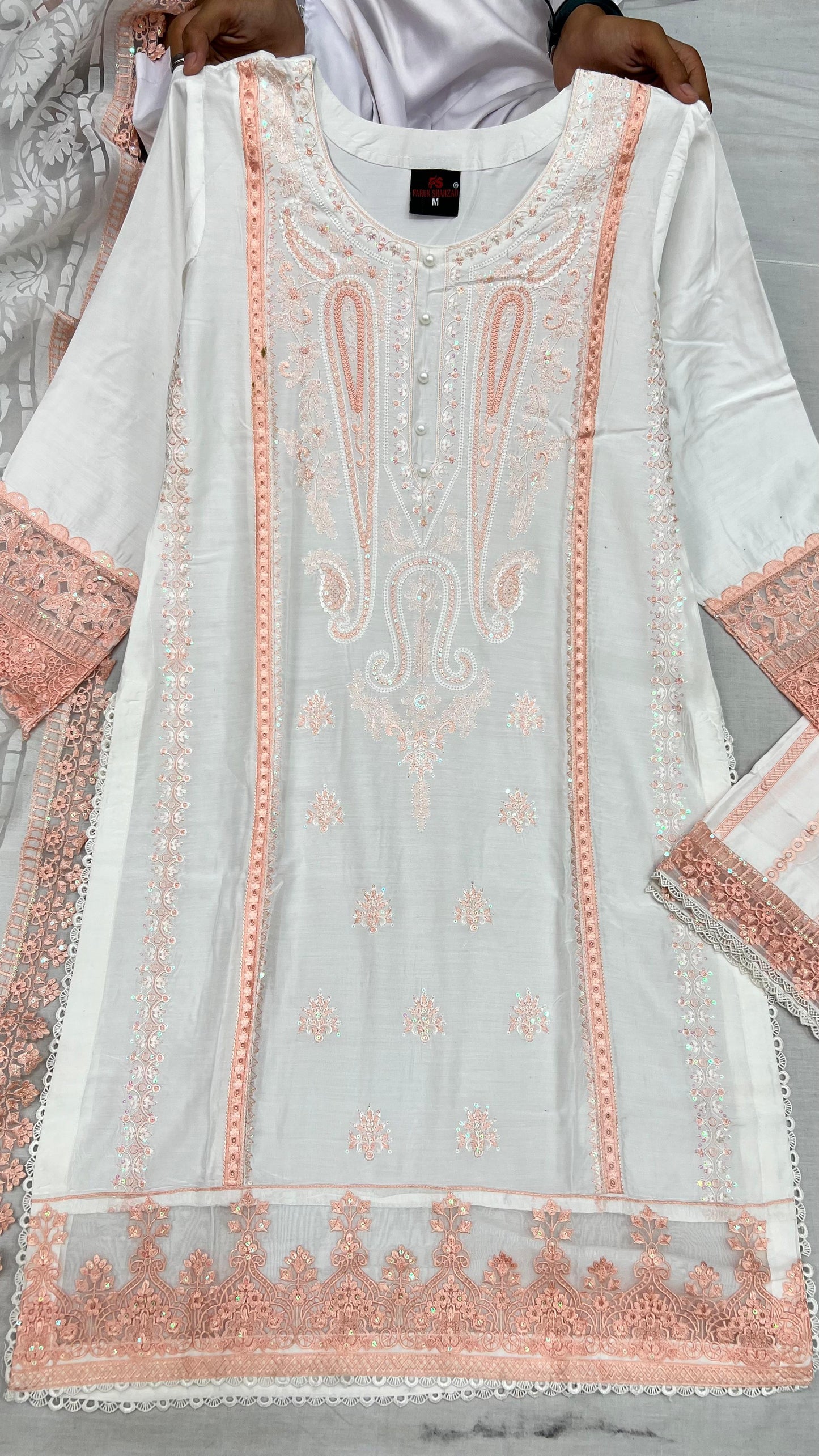 Heavy Embroidered Suit | Embroidered Shirt & Palazzo with Digital Print Dupatta and Cutwork Border