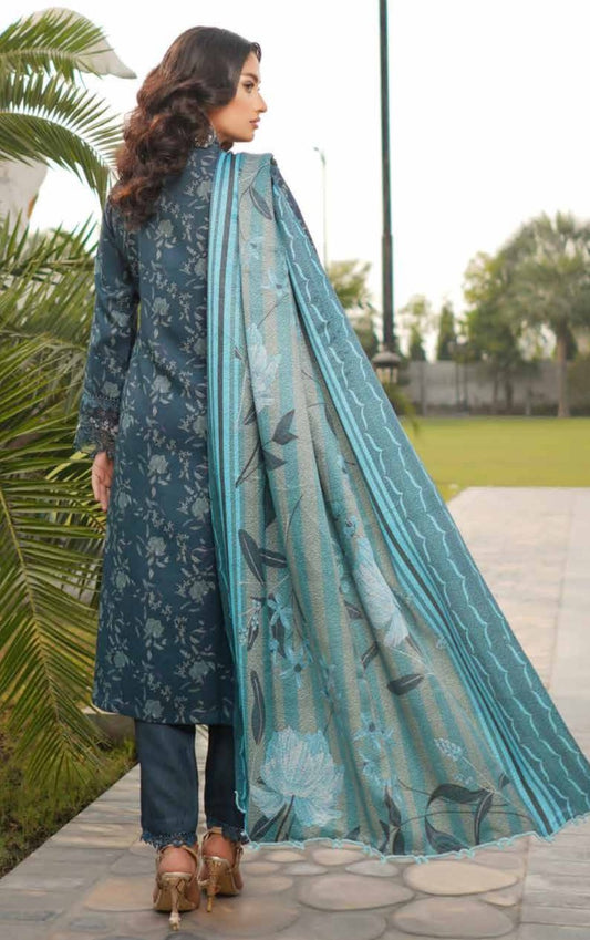 Dhanak Print Fabric Suit | Patch & Boring Work with Printed Shawl – Winter Collection