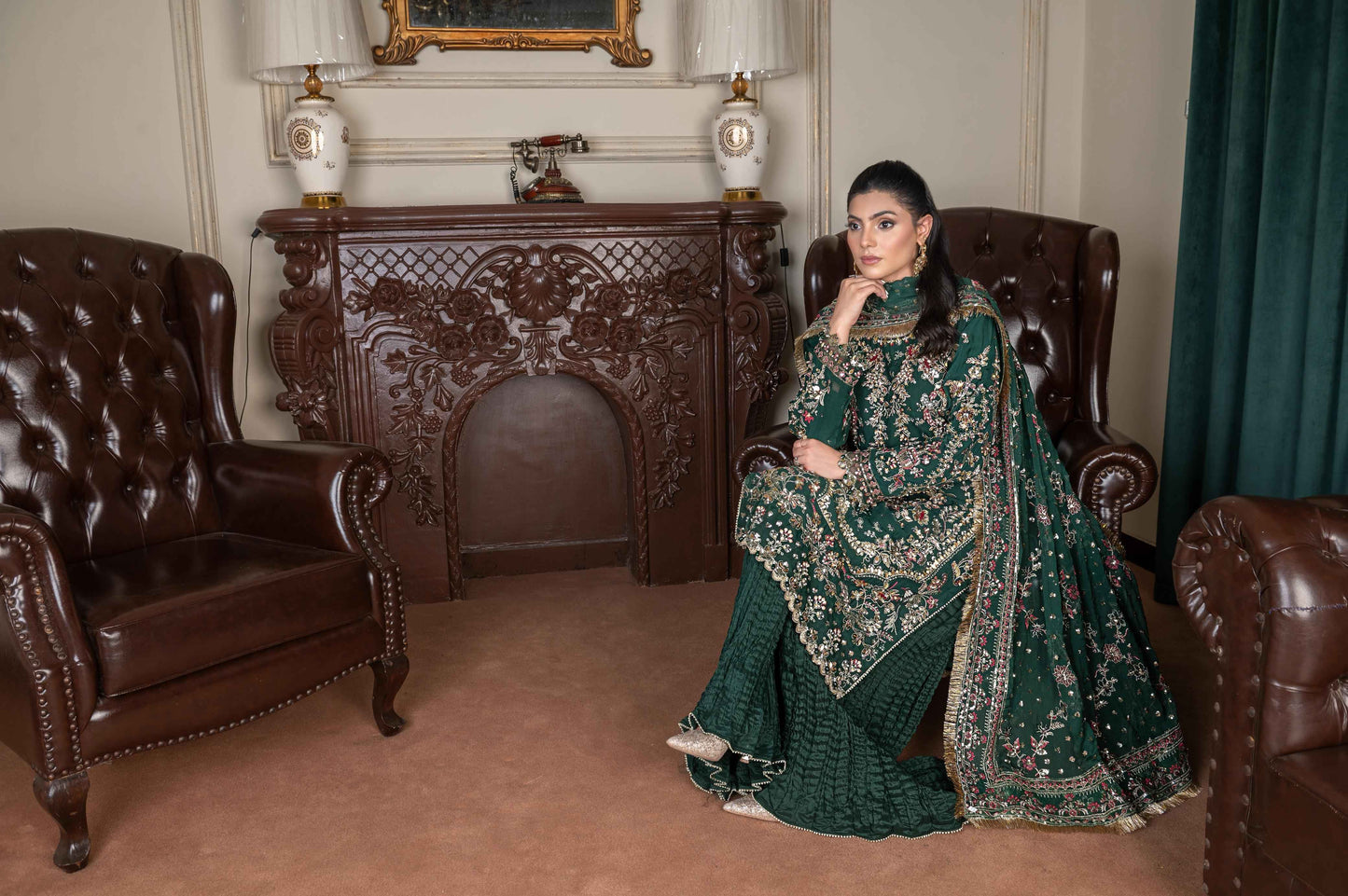 Hand-Embellished Chiffon Ensemble | Crushed Sharara Luxury Look
